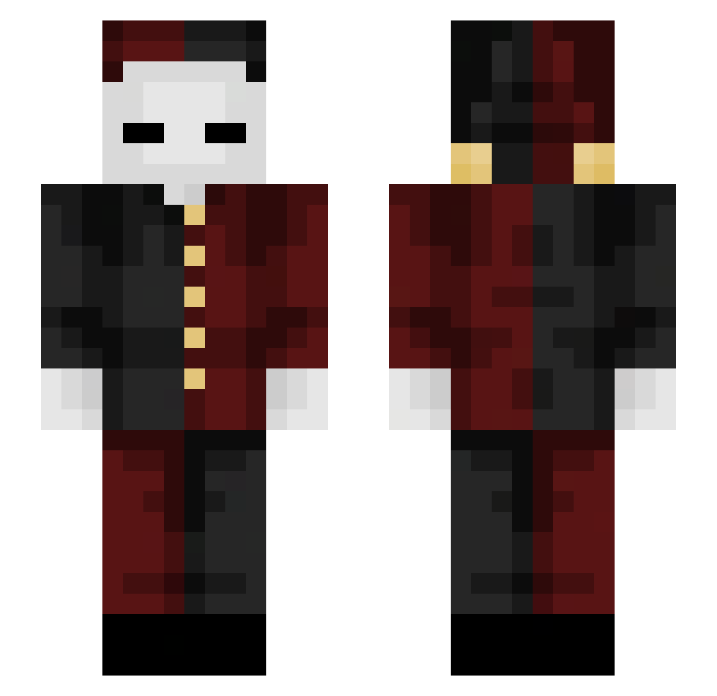1us7er3 Minecraft skin, front and back view