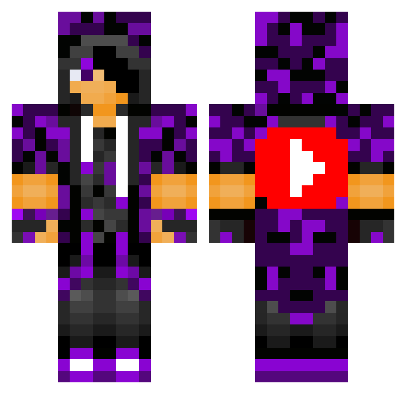 Prismoid Minecraft skin, front and back view