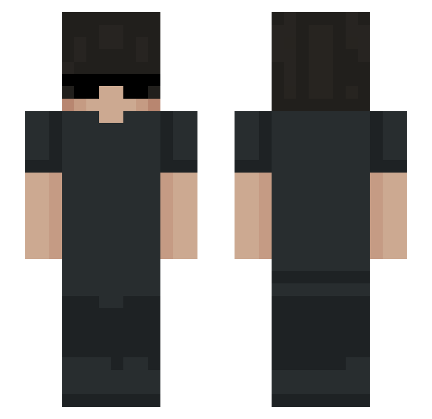 Valyxe Minecraft skin, front and back view