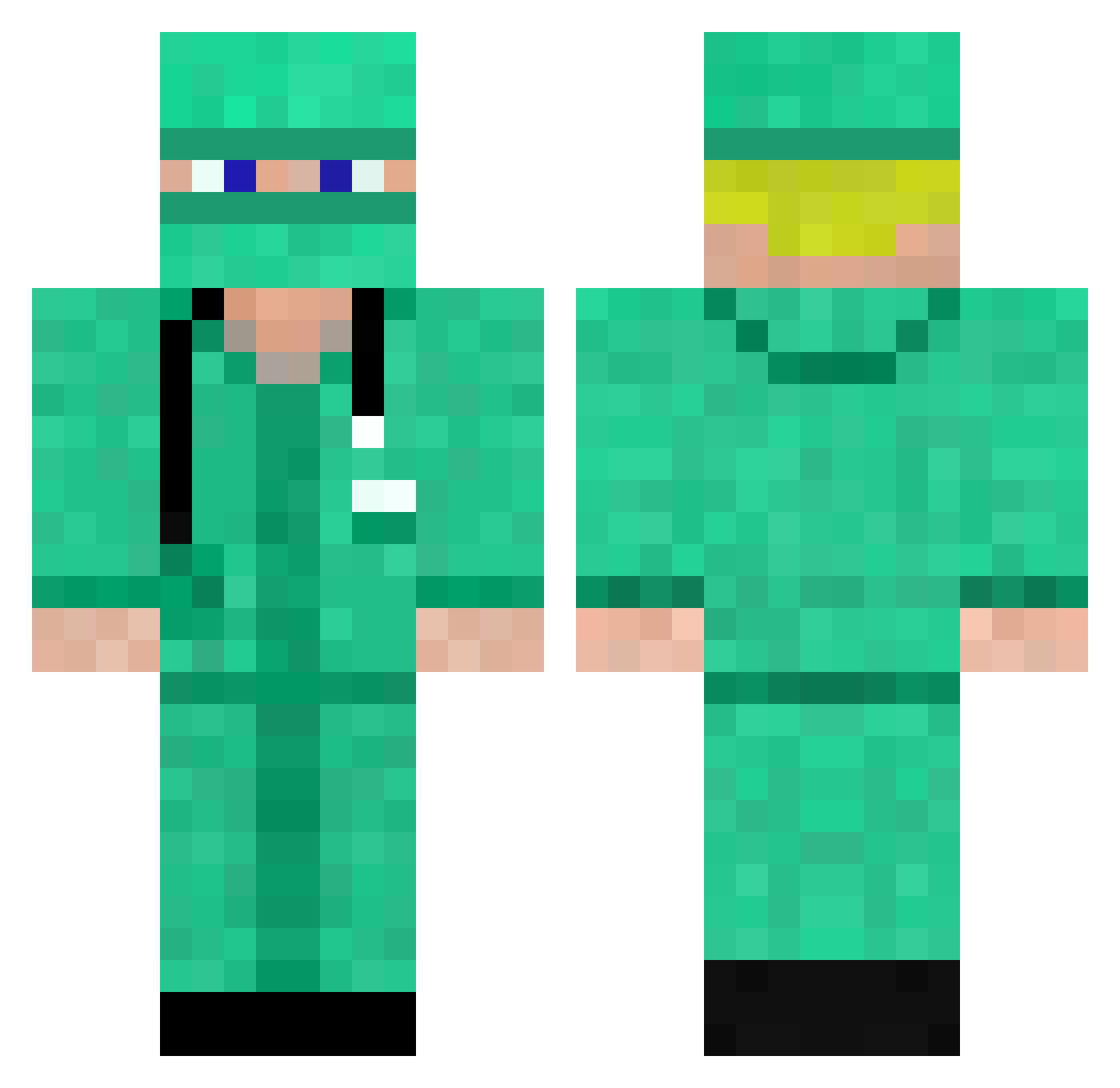 bucksdog Minecraft skin, front and back view