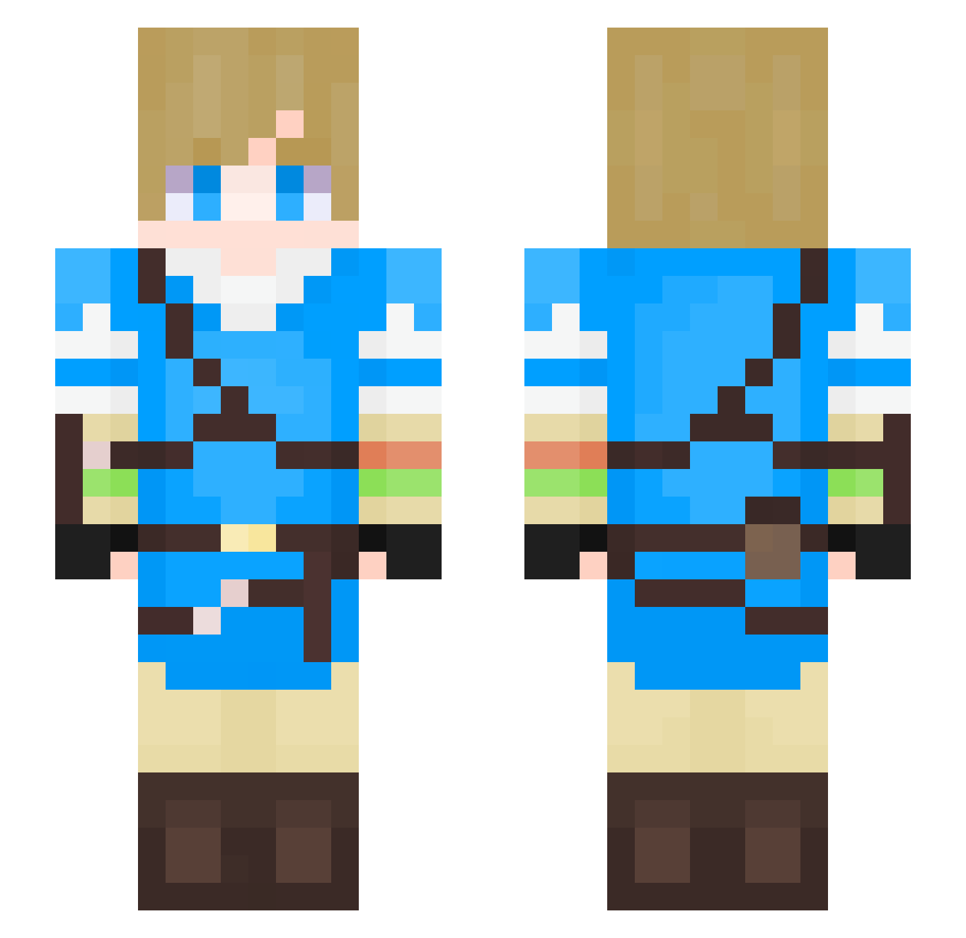 Roselite Minecraft skin, front and back view