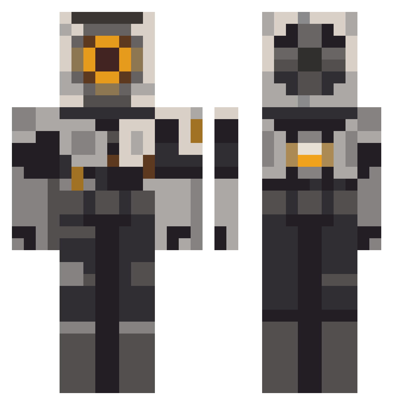 Retro_8Bit Minecraft skin, front and back view