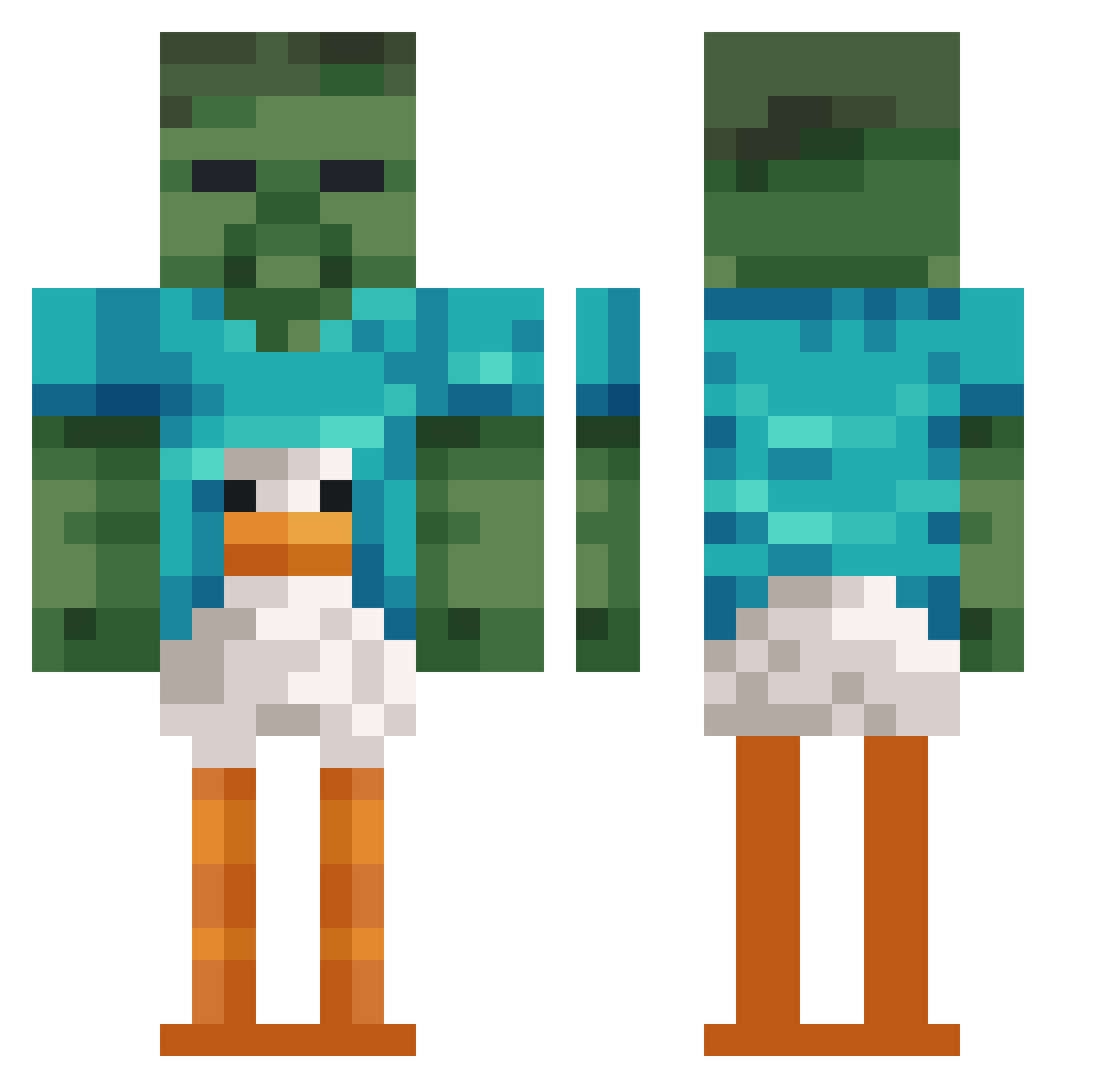 Labyriinthh Minecraft skin, front and back view
