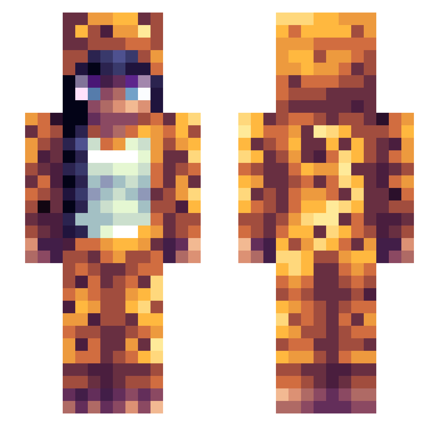 rawrnia Minecraft skin, front and back view