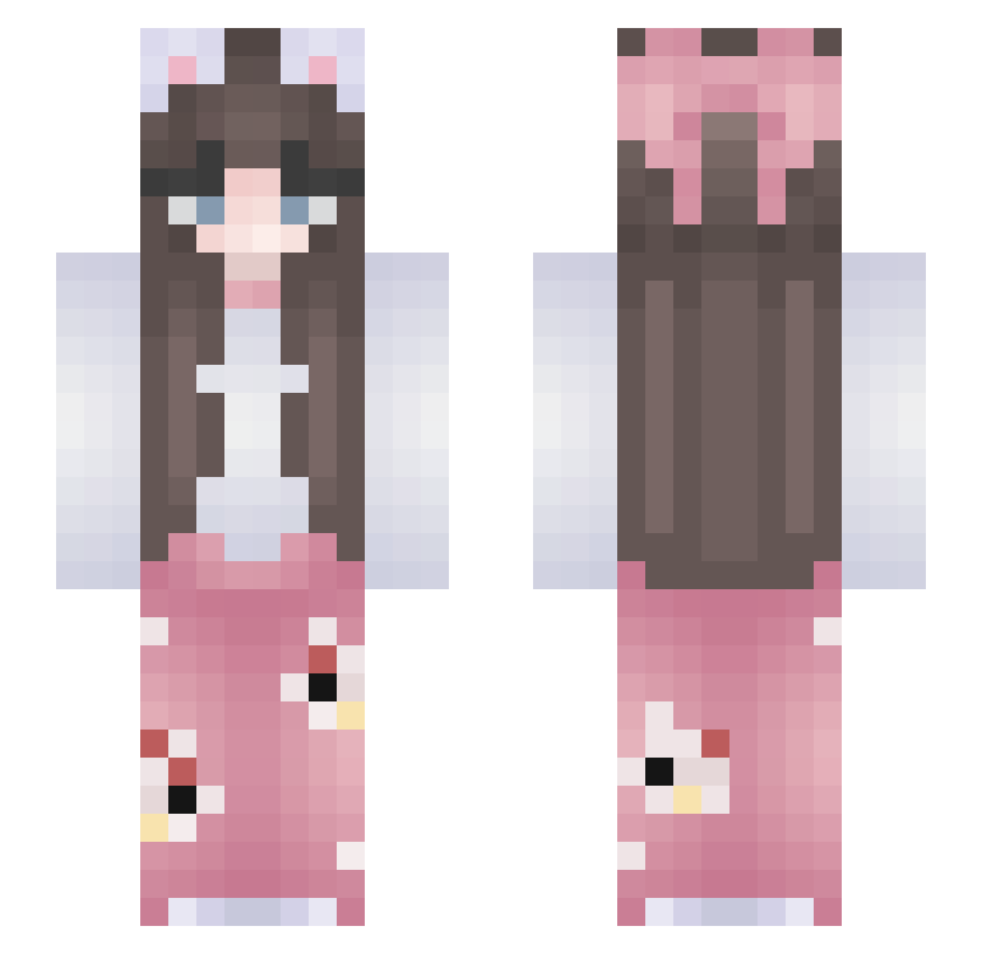 Lettyxz Minecraft skin, front and back view