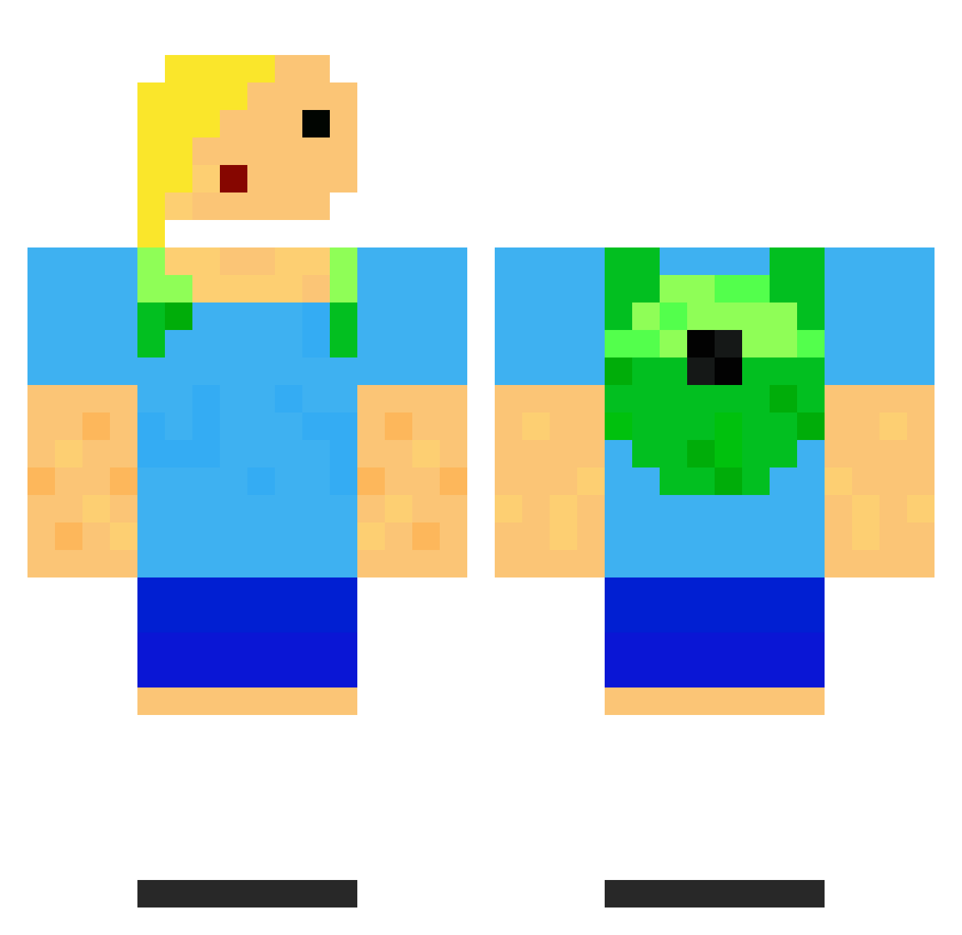 cocoons Minecraft skin, front and back view