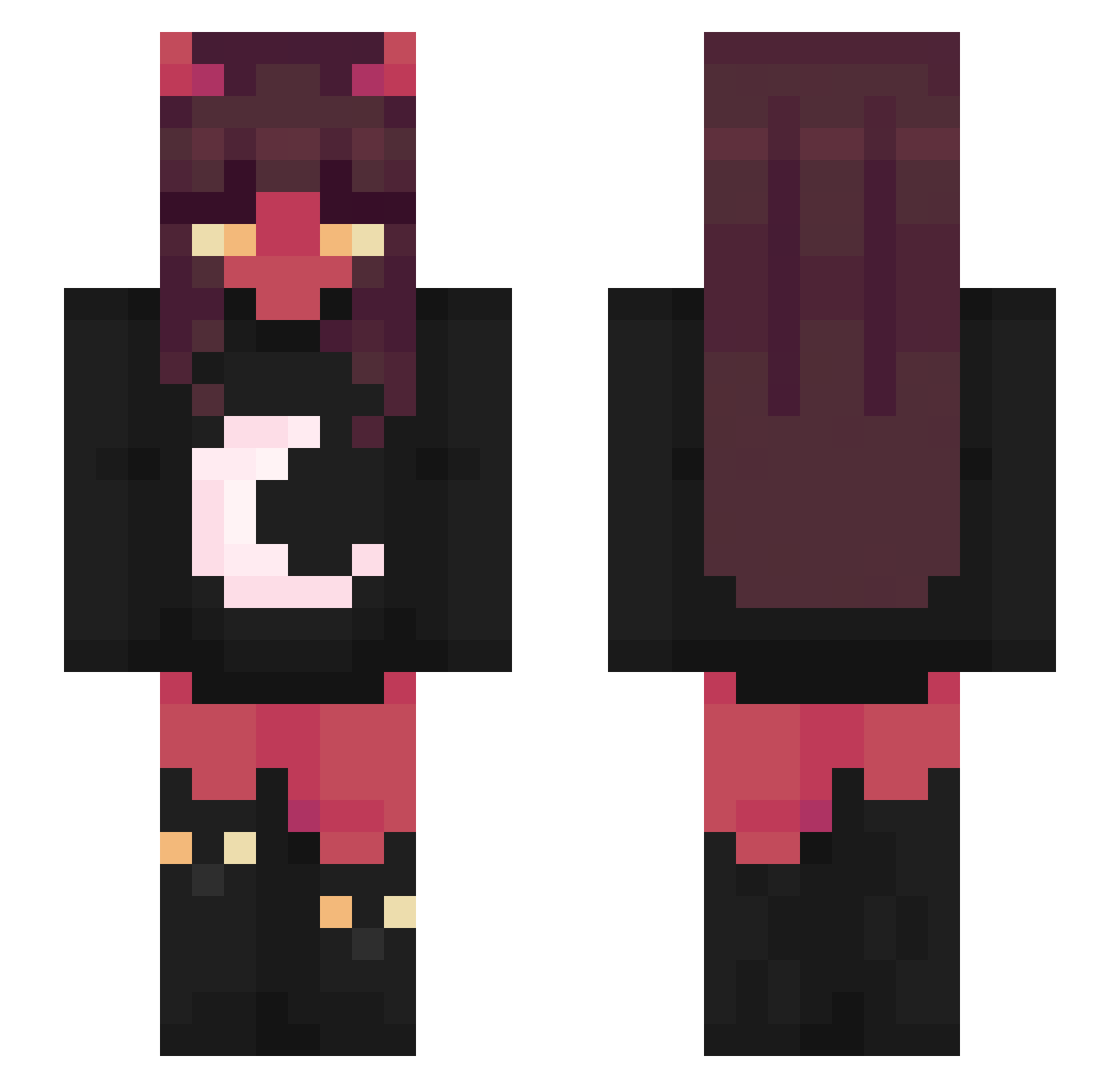 Nomissaka Minecraft skin, front and back view