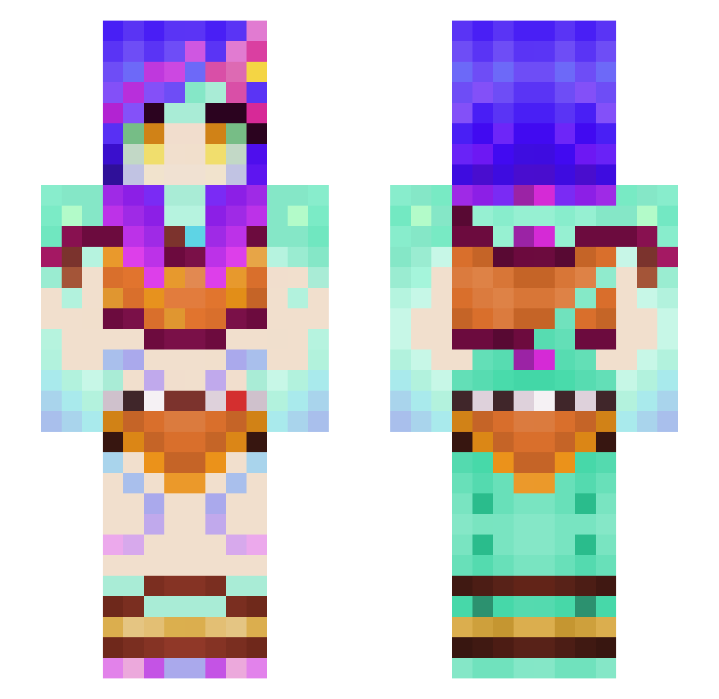 URMomDelicious Minecraft skin, front and back view
