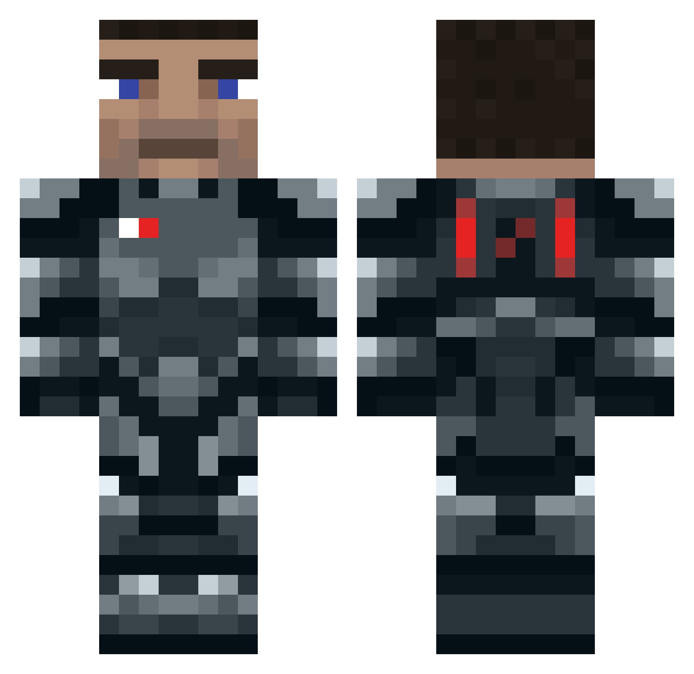 HybridEXE Minecraft skin, front and back view