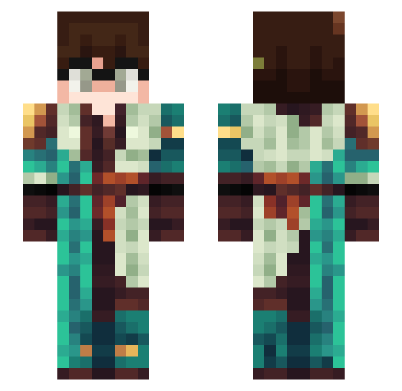 InfiniteAmethyst Minecraft skin, front and back view