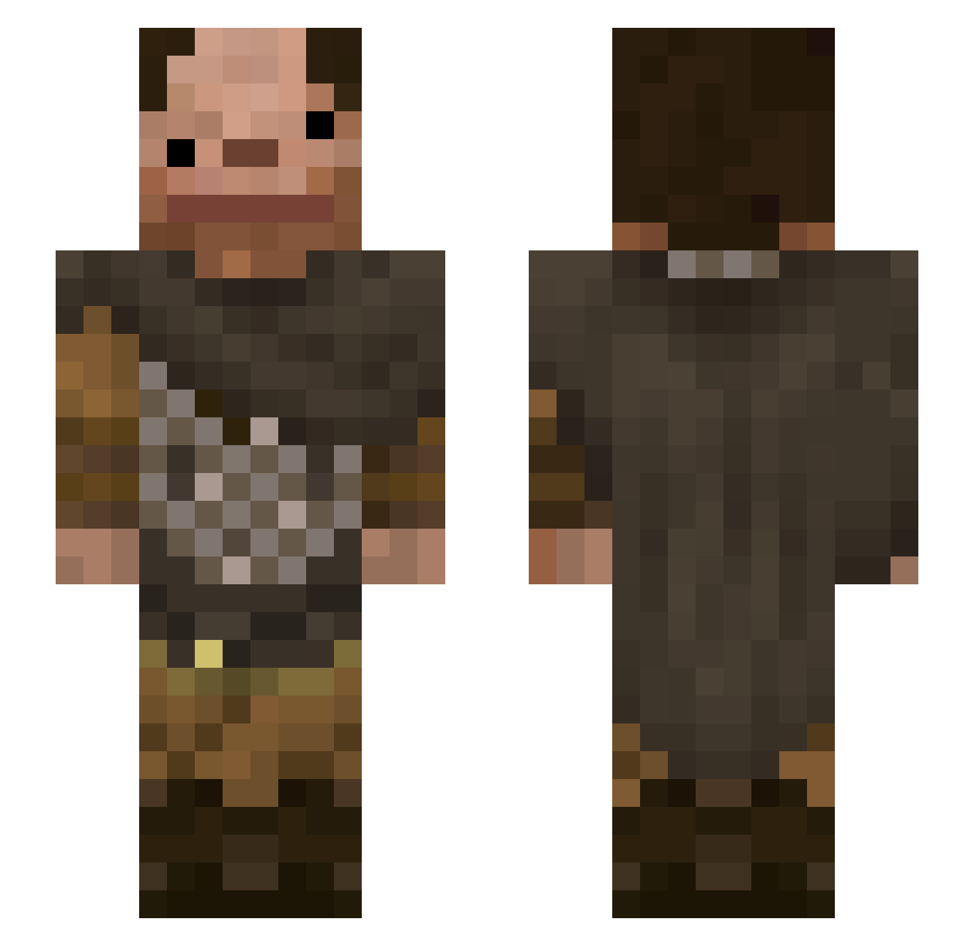 Mokube Minecraft skin, front and back view
