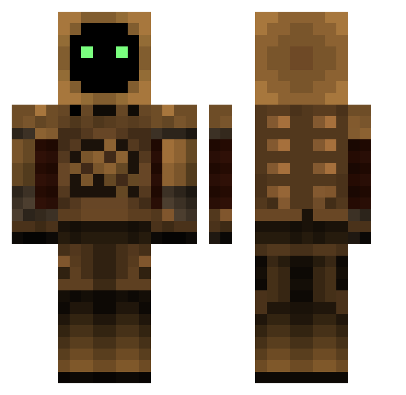 Mossgear Minecraft skin, front and back view