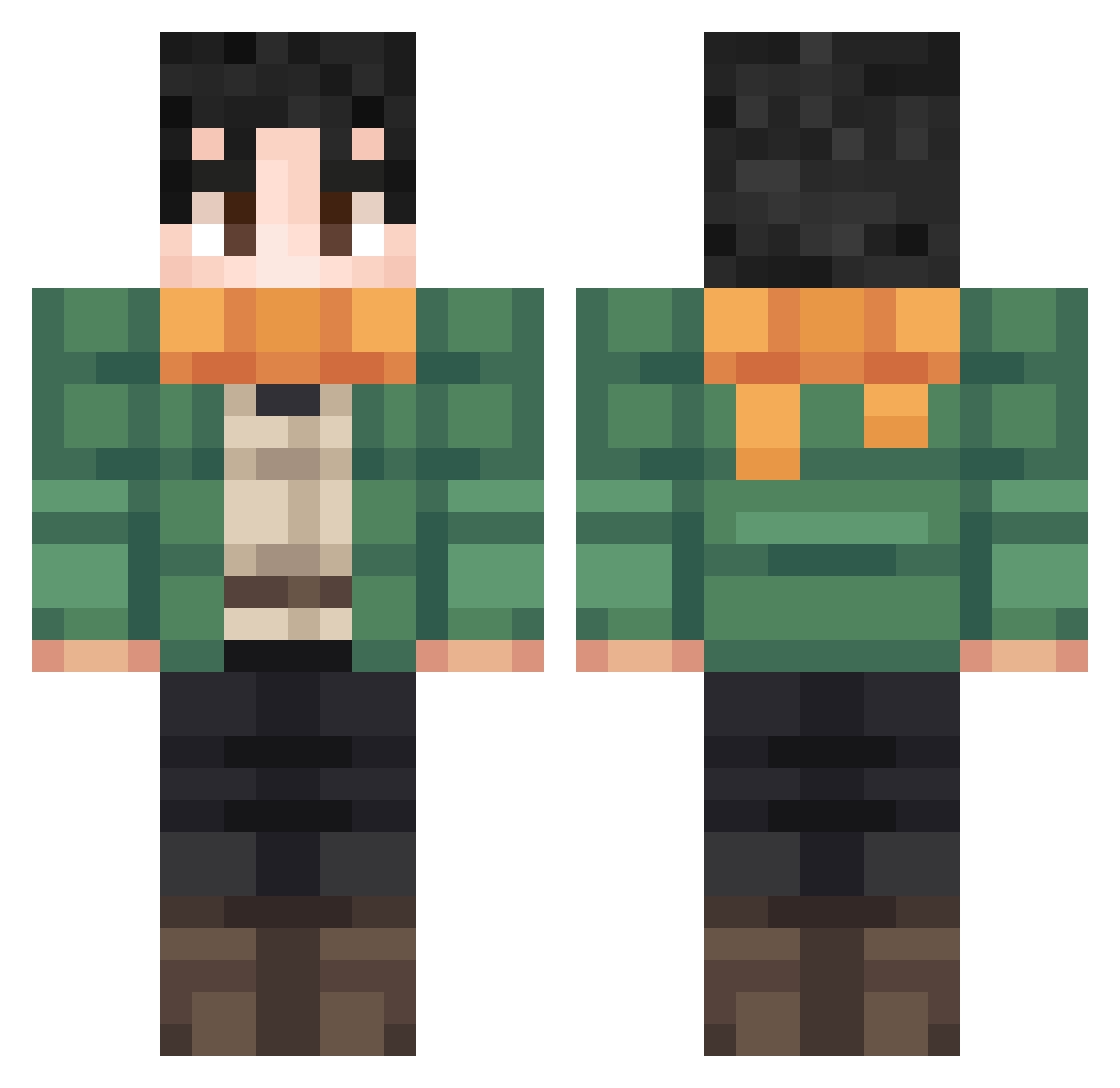 ToastMan08 Minecraft skin, front and back view