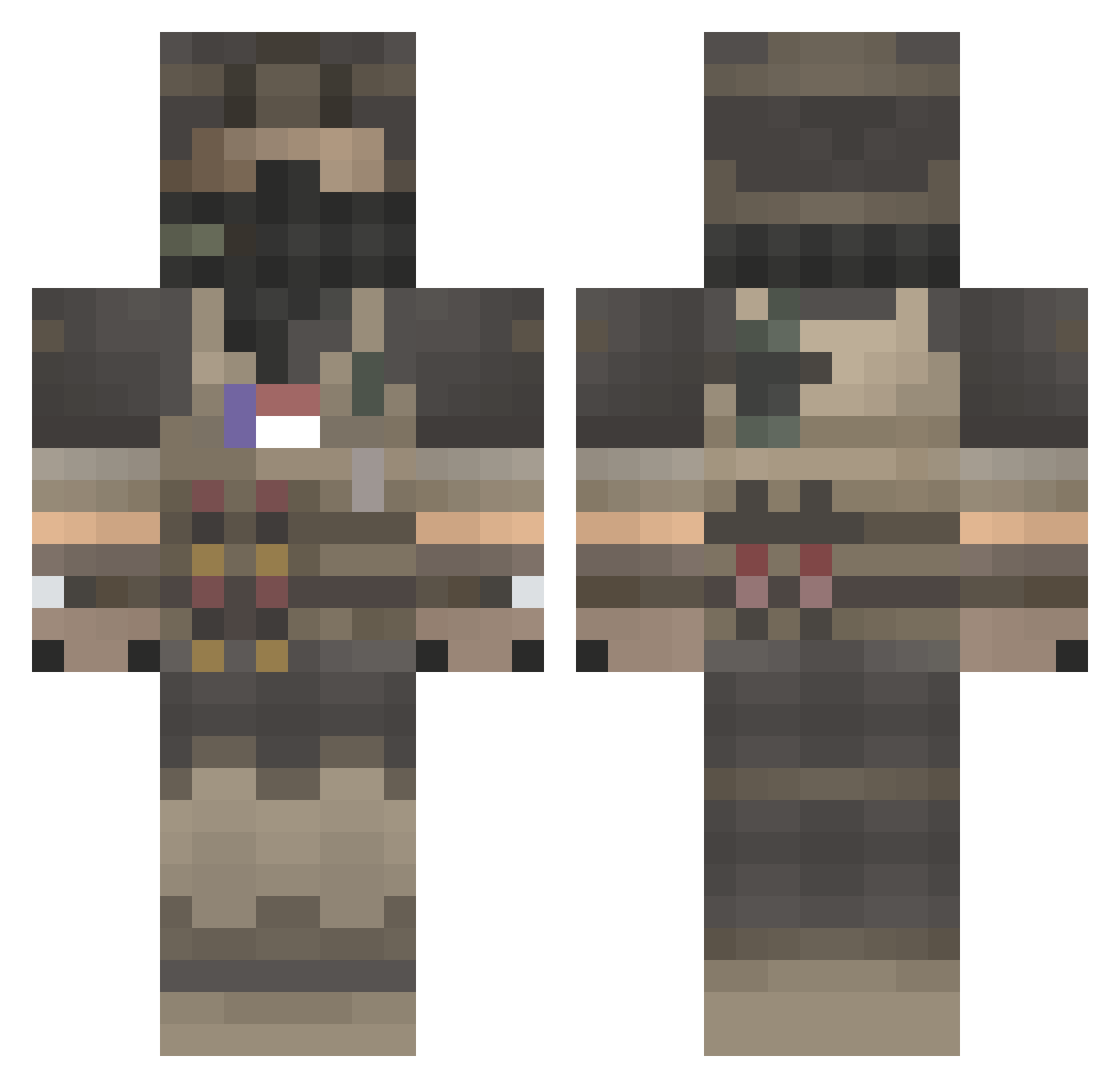 djcat Minecraft skin, front and back view