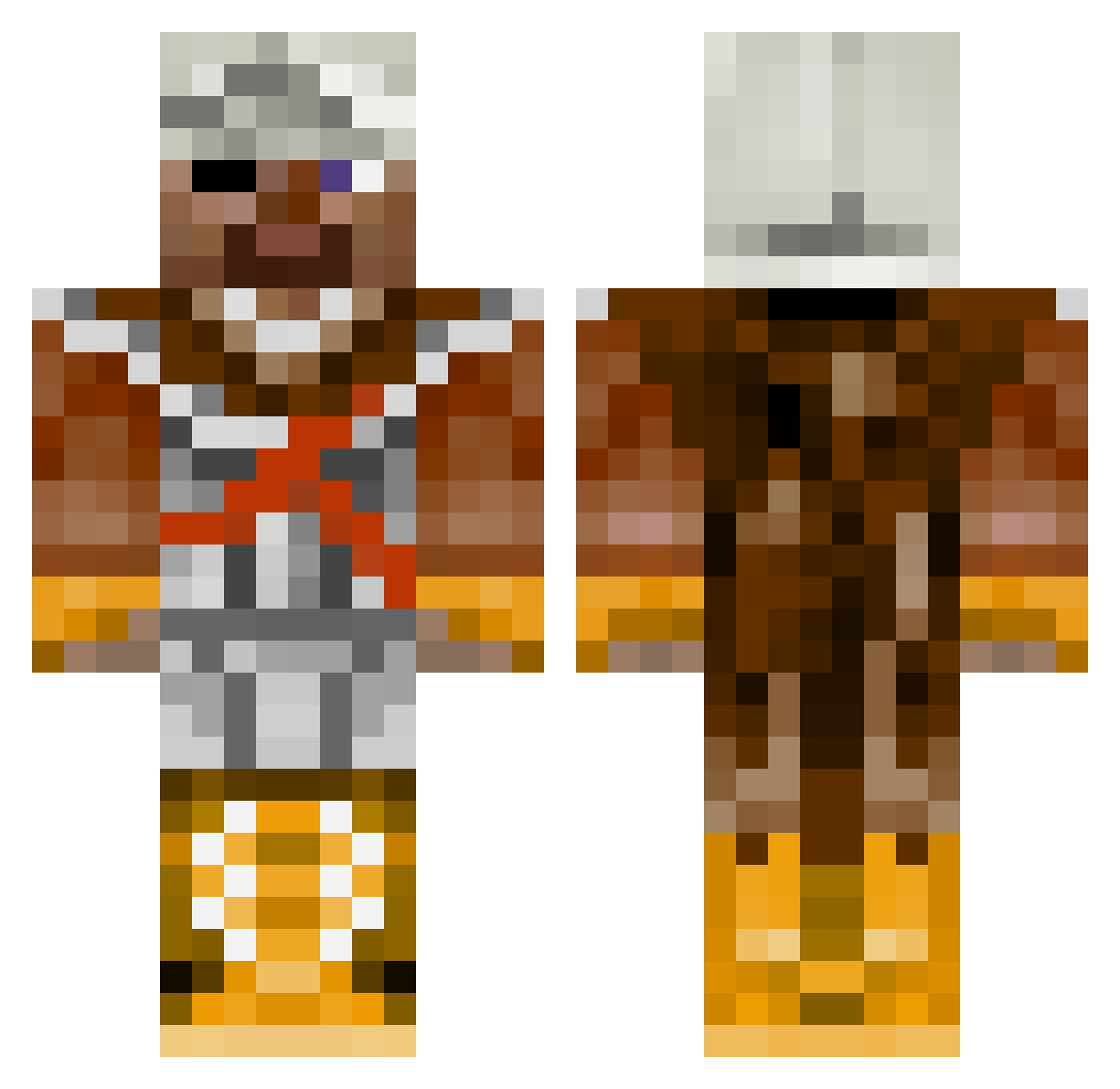 Hobbesian Minecraft skin, front and back view