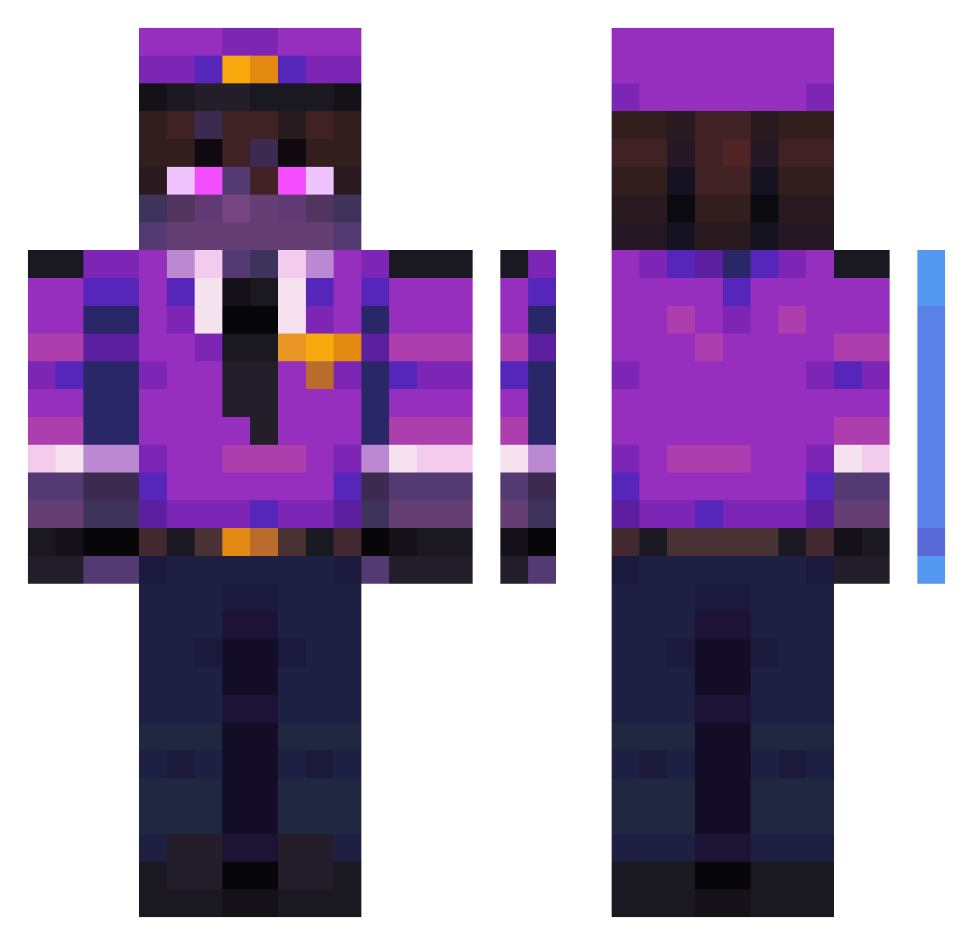 purplebandit201 Minecraft skin, front and back view