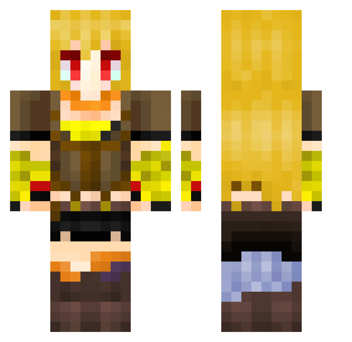 EzioWu Minecraft skin, front and back view