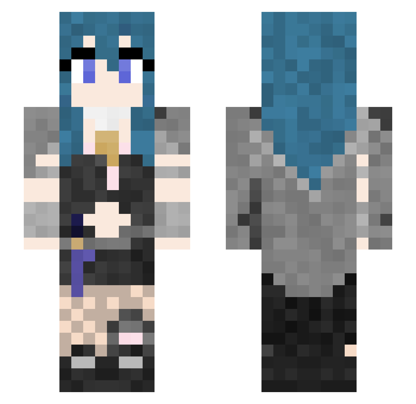 Piperly Minecraft skin, front and back view