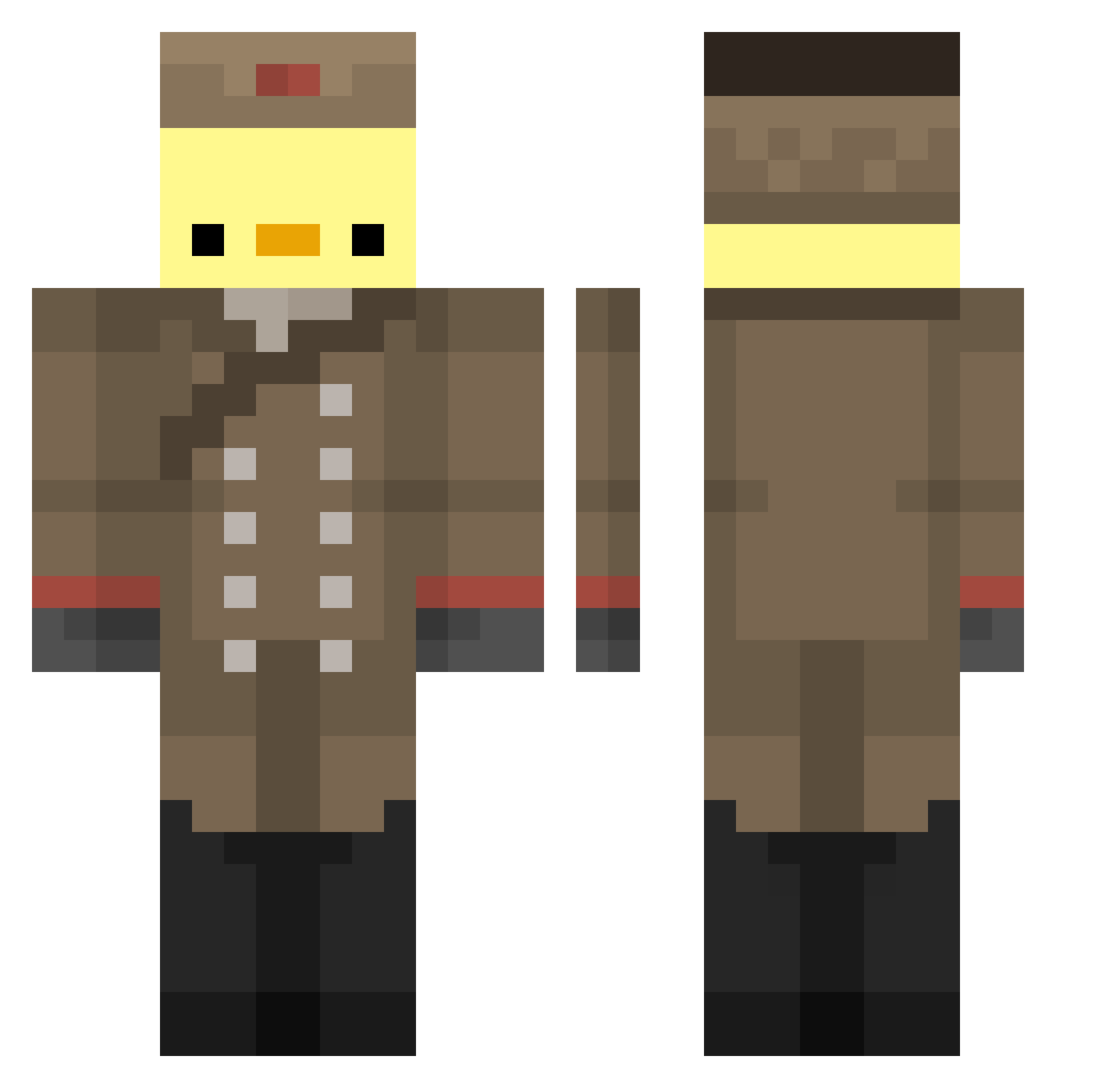Dexvord Minecraft skin, front and back view