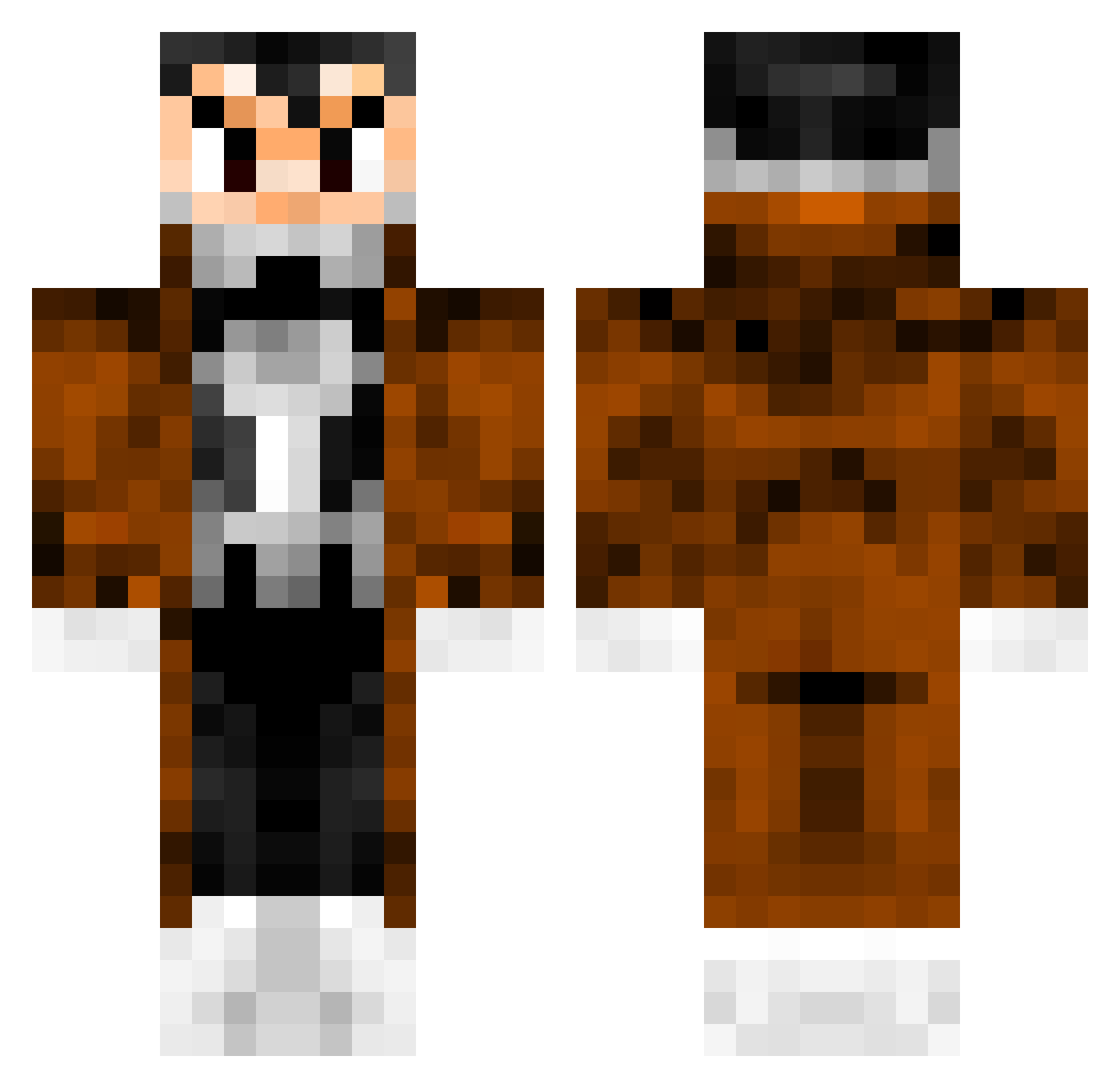 Aggrieved Minecraft skin, front and back view