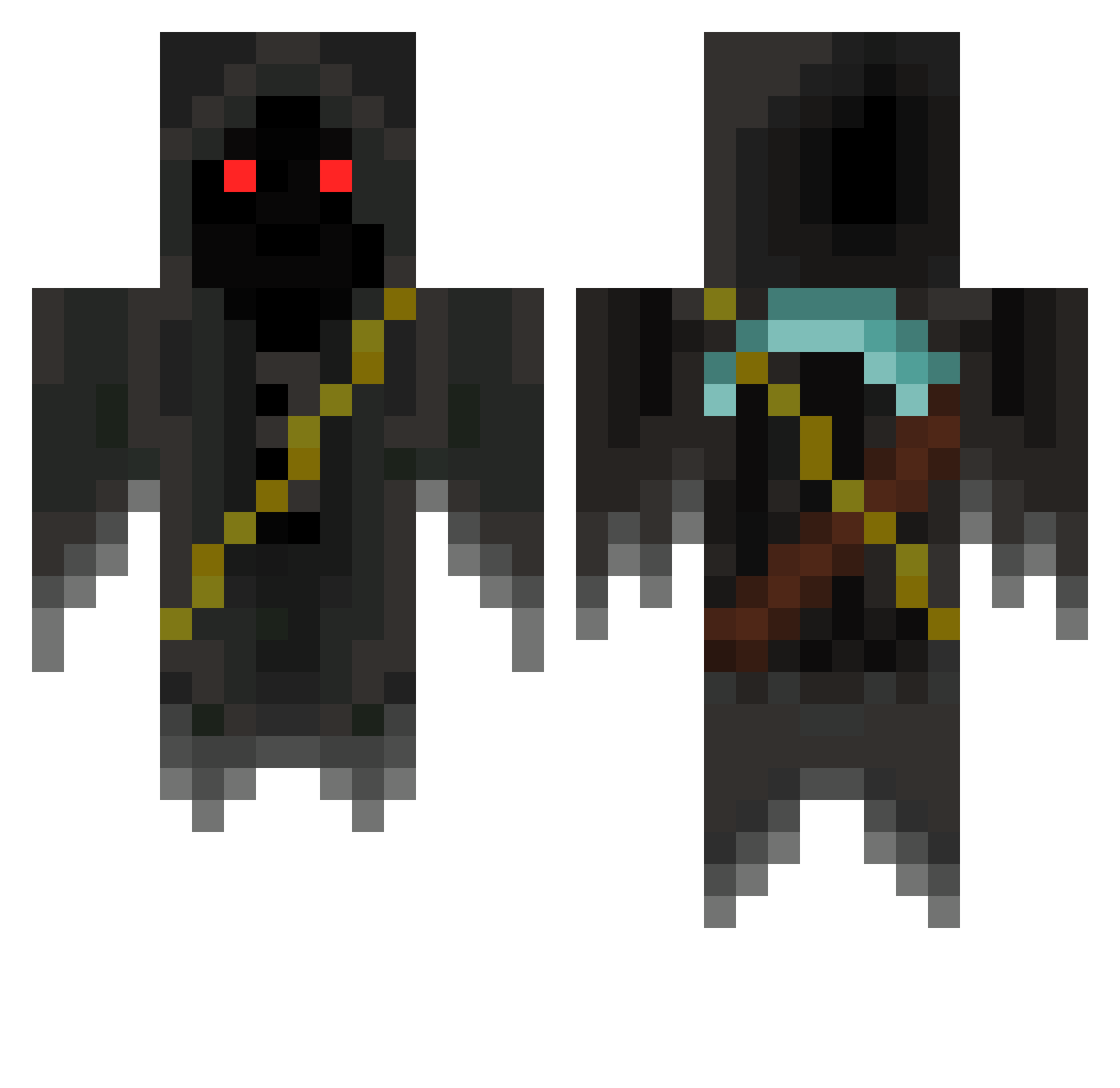 Figless Minecraft skin, front and back view