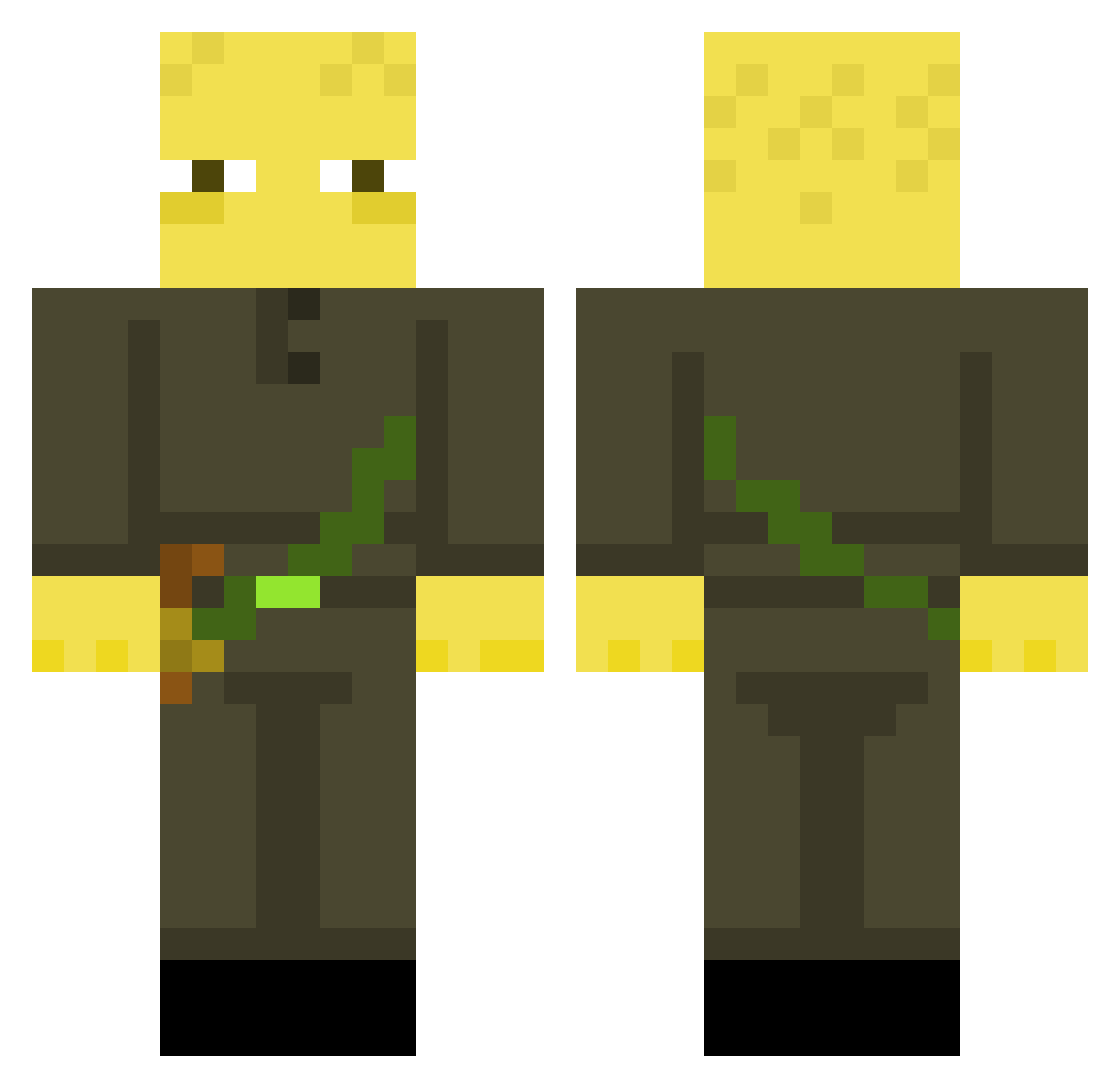 Damoths Minecraft skin, front and back view