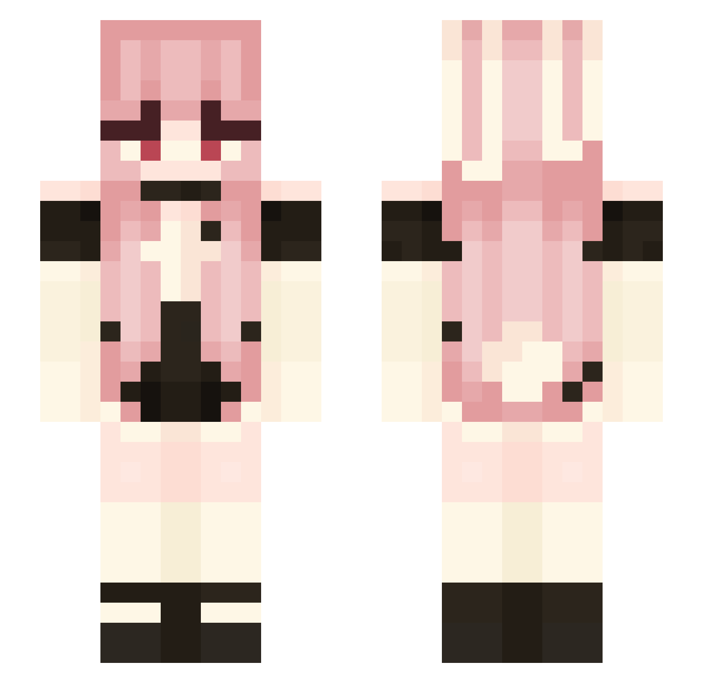 XxPeach_ Minecraft skin, front and back view
