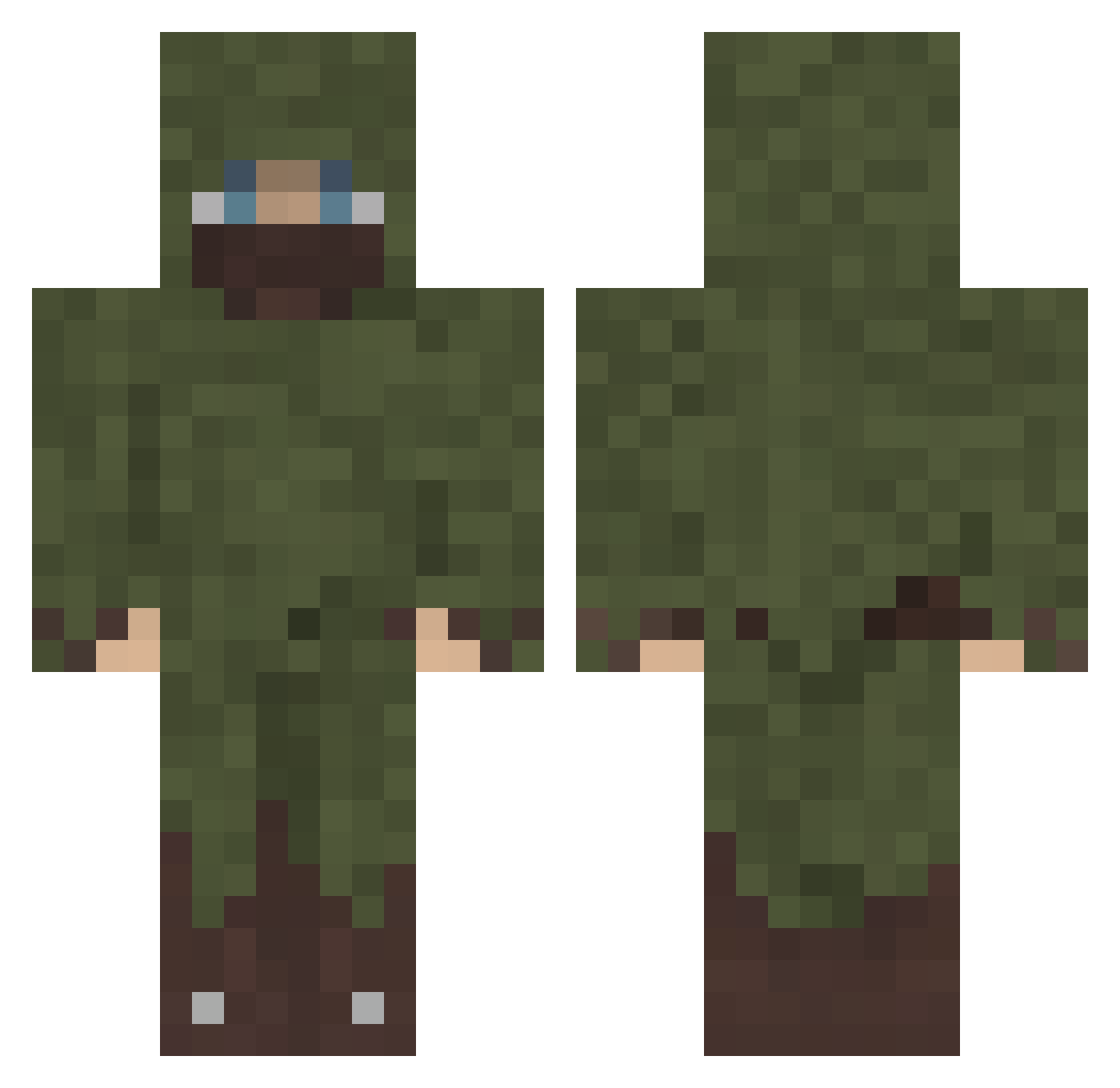 qvdc Minecraft skin, front and back view