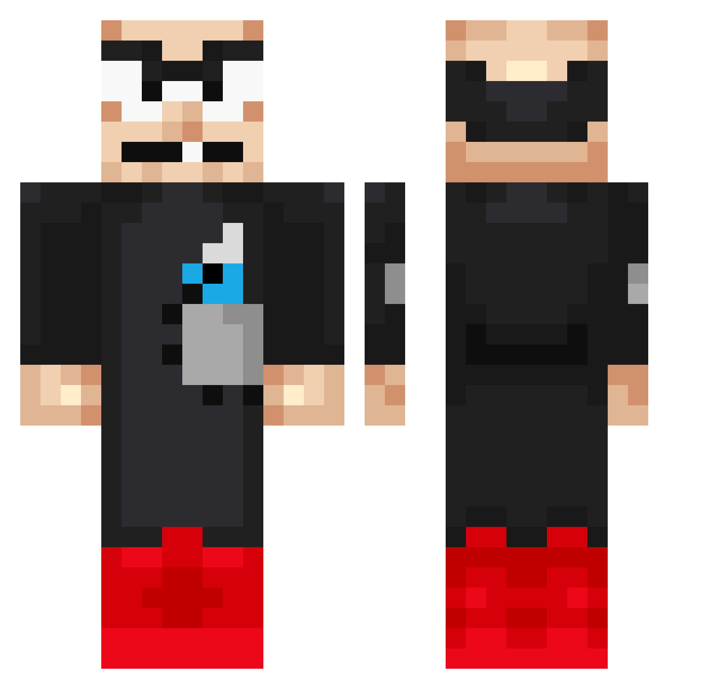BearLikesBeer Minecraft skin, front and back view