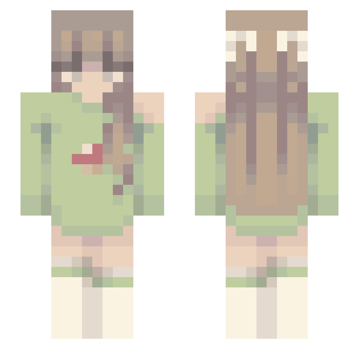 xLuna_ Minecraft skin, front and back view
