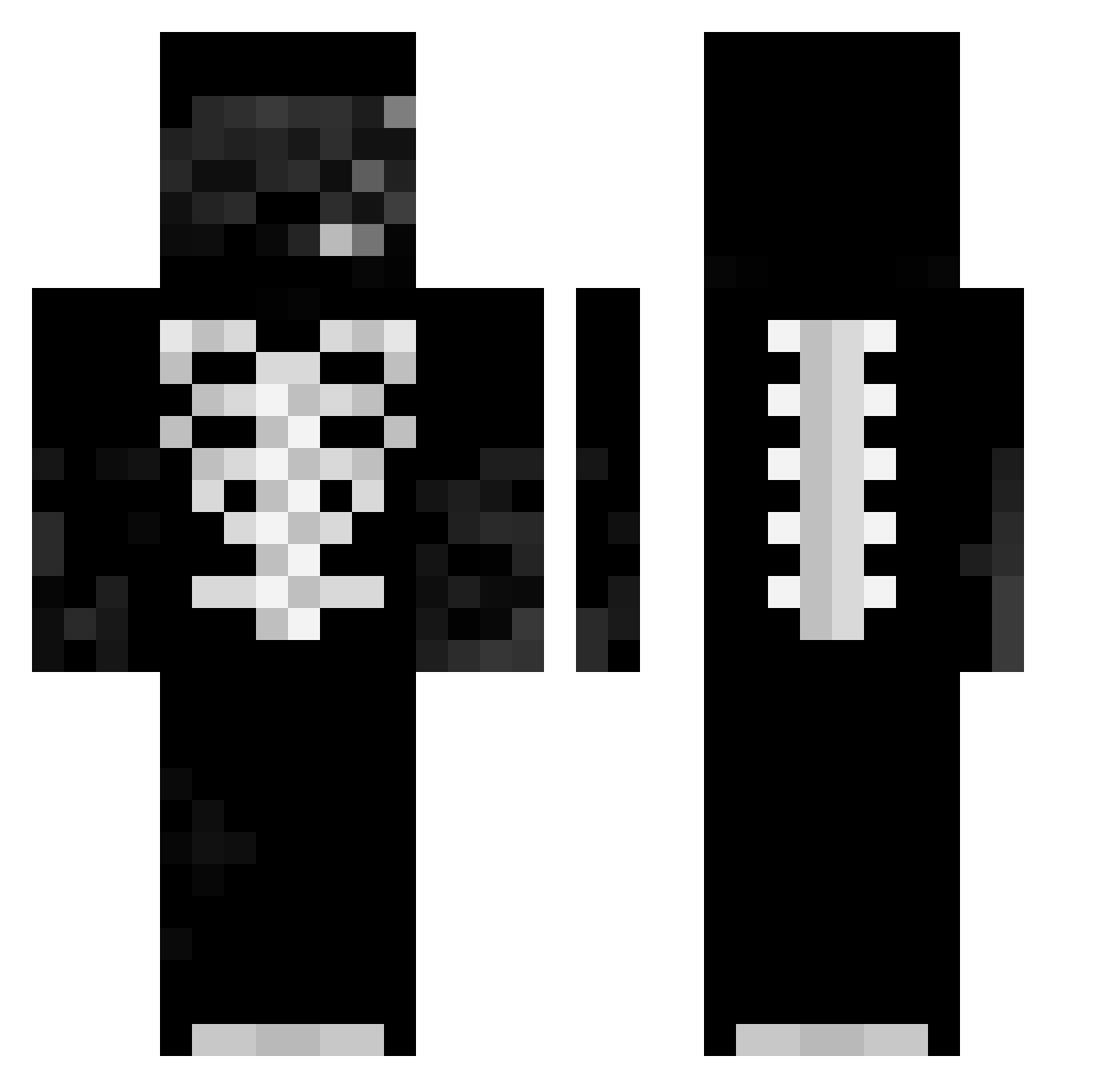 xnyx7 Minecraft skin, front and back view