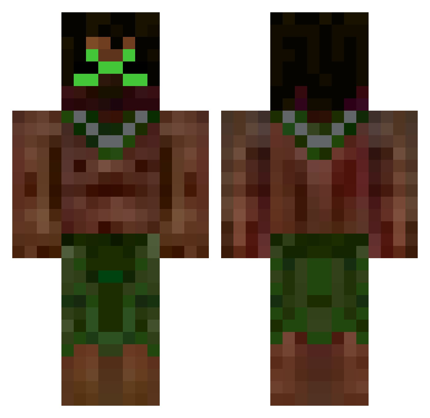 our_ Minecraft skin, front and back view