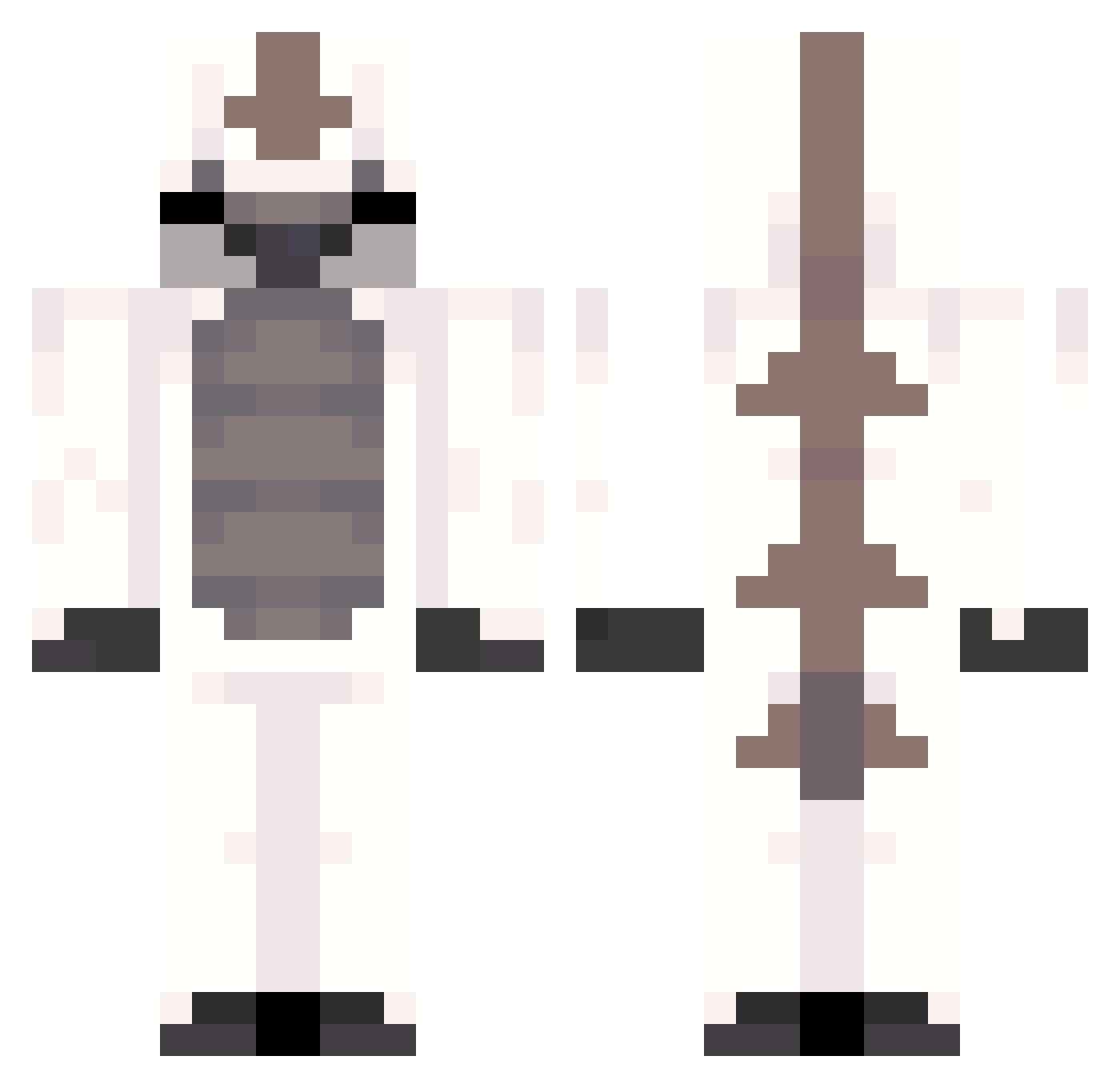 Pelletje Minecraft skin, front and back view