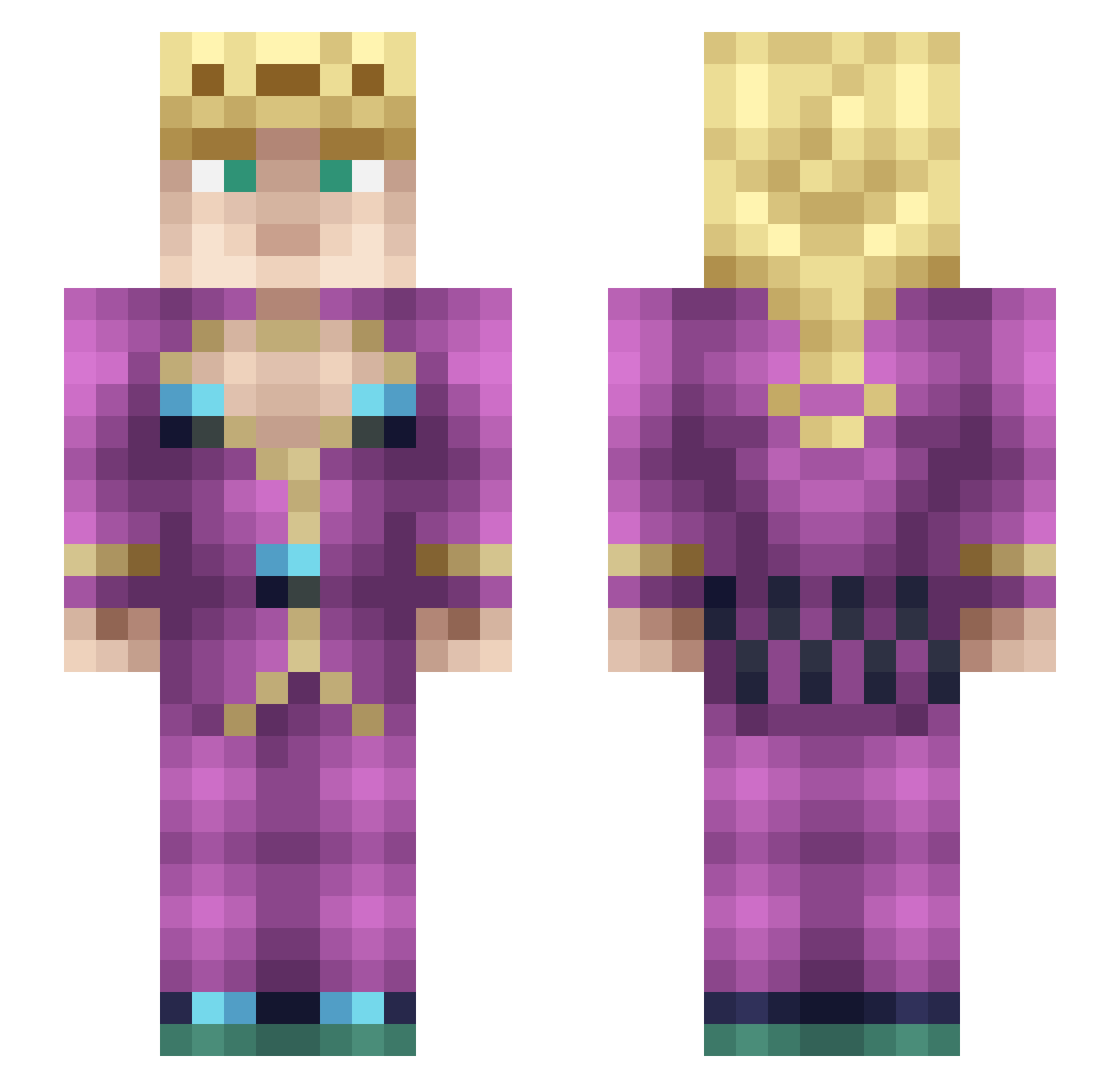 YoulyAlutin Minecraft skin, front and back view