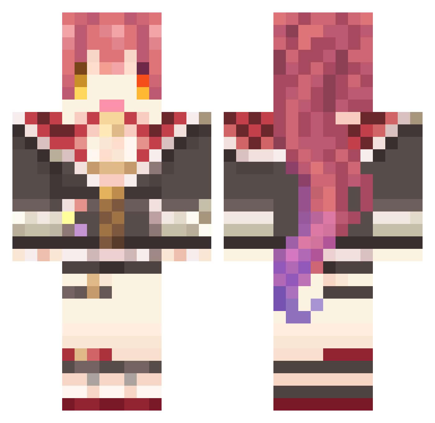 Kagero916 Minecraft skin, front and back view