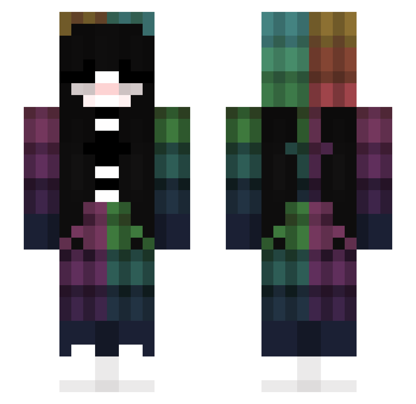 xWikii Minecraft skin, front and back view