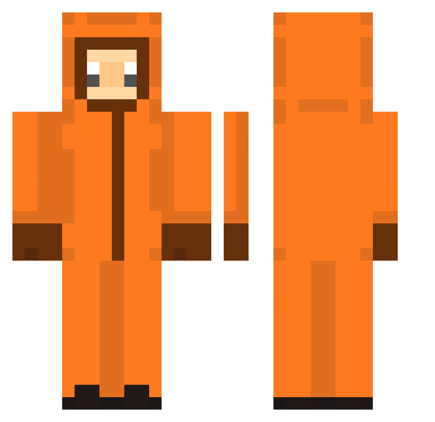 Pkjojo Minecraft skin, front and back view