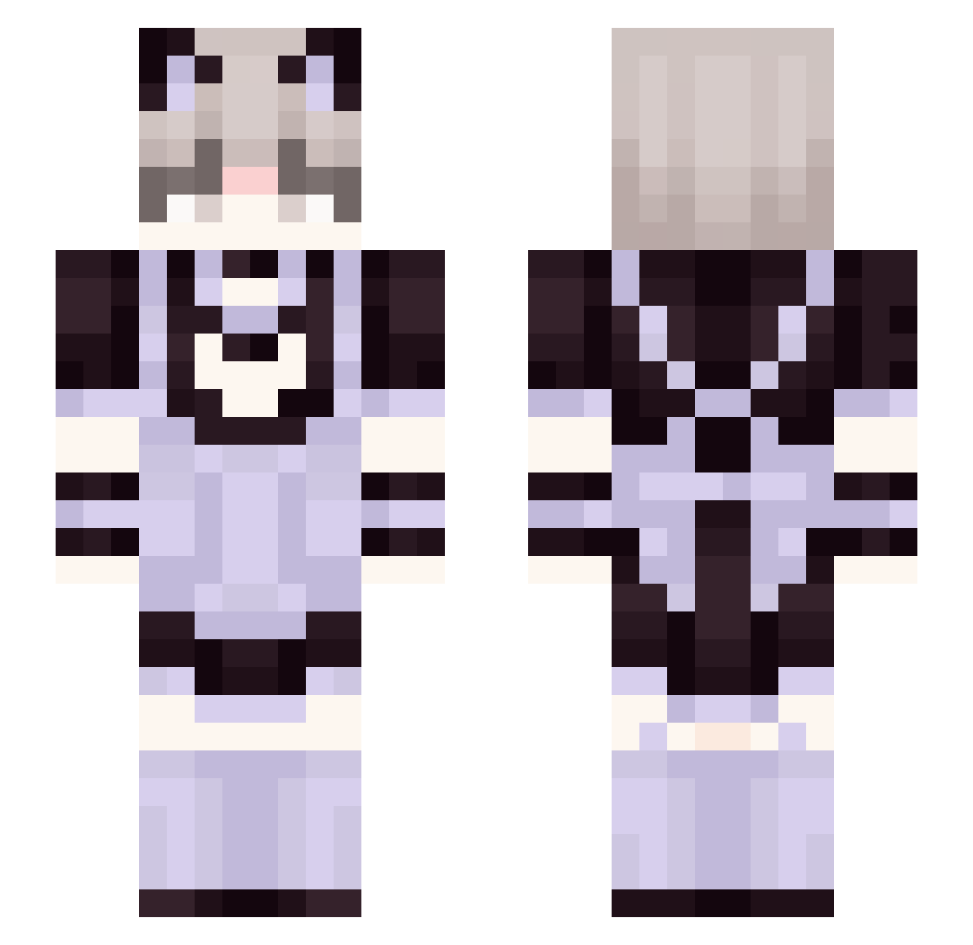 RenHuu Minecraft skin, front and back view