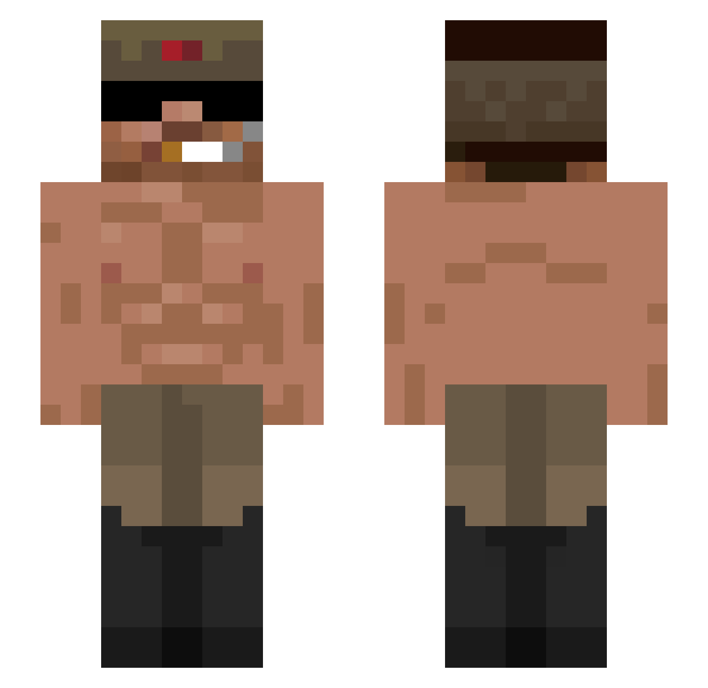 recked_ Minecraft skin, front and back view