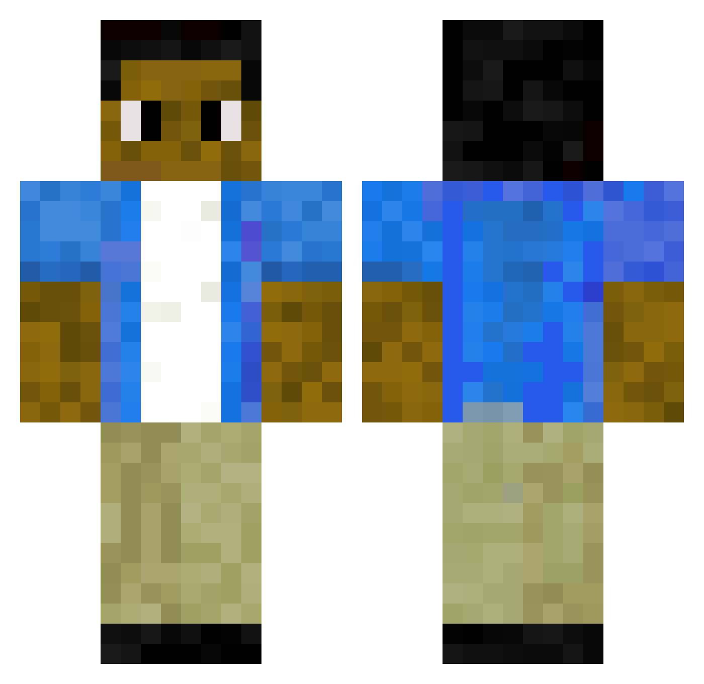 SaddyBroskySS Minecraft skin, front and back view