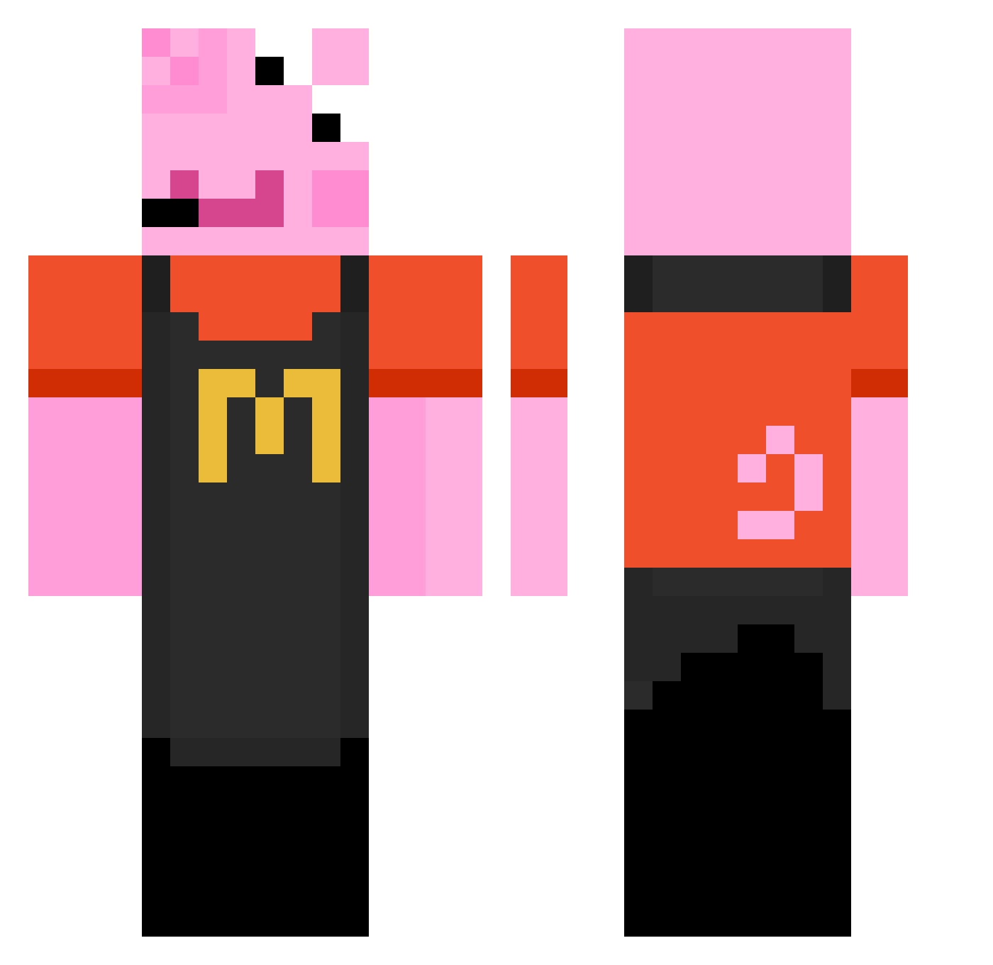 uniquebubxle Minecraft skin, front and back view
