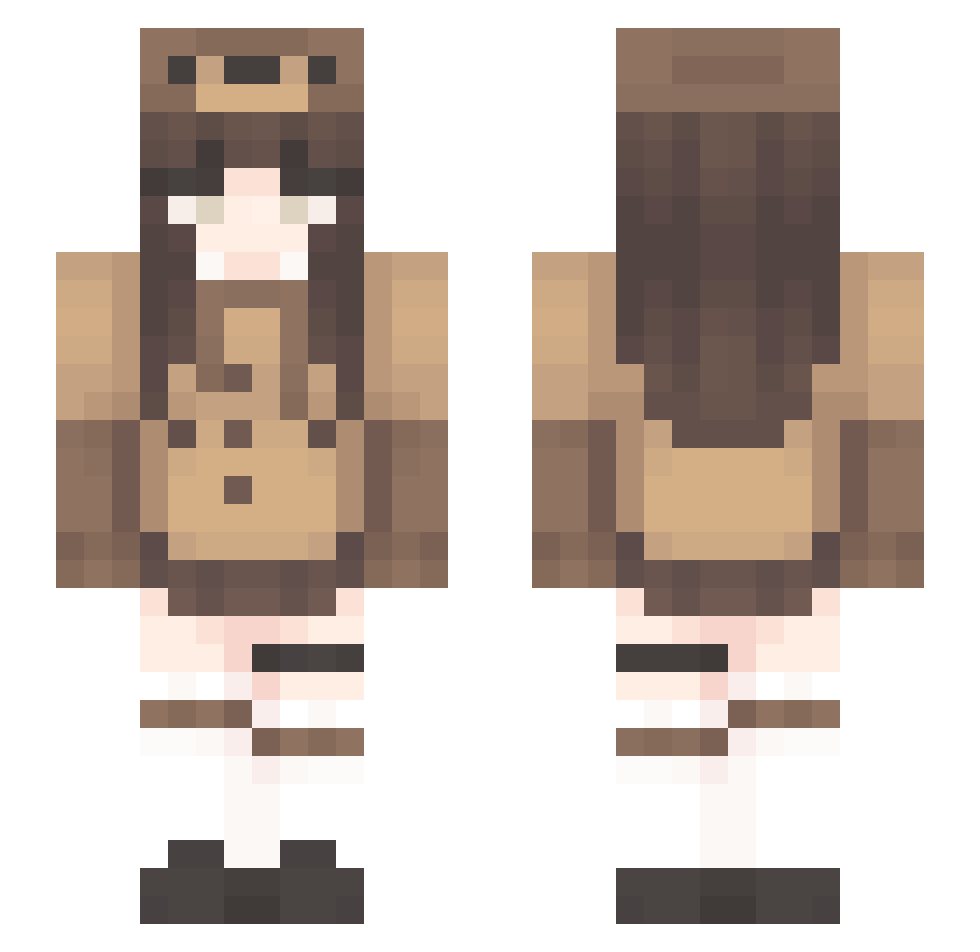 sockless Minecraft skin, front and back view