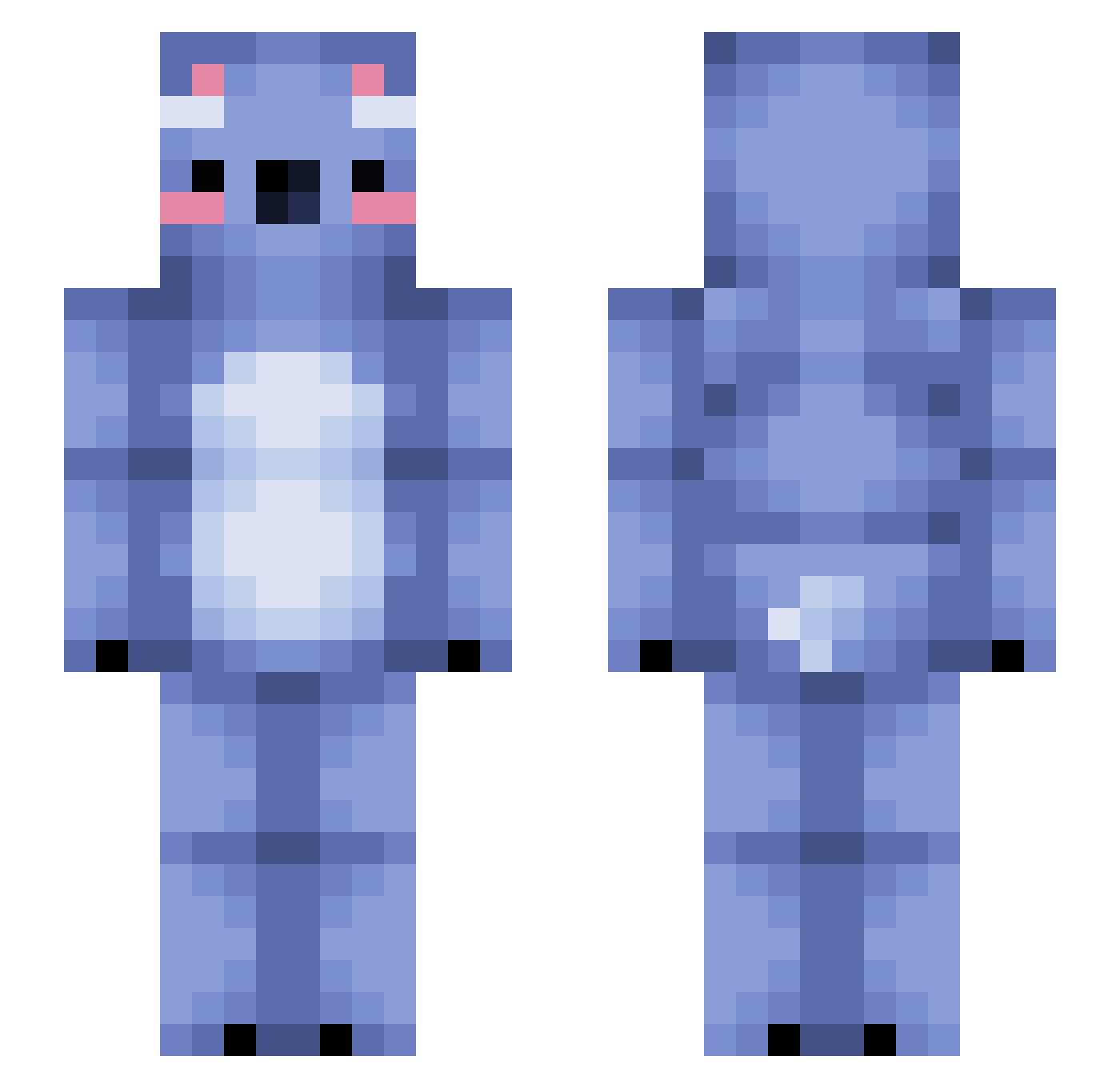 Doltty Minecraft skin, front and back view