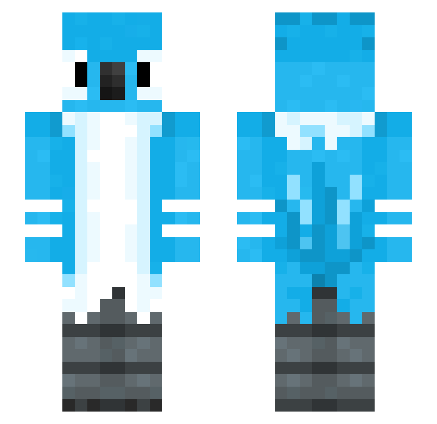 Mommels Minecraft skin, front and back view