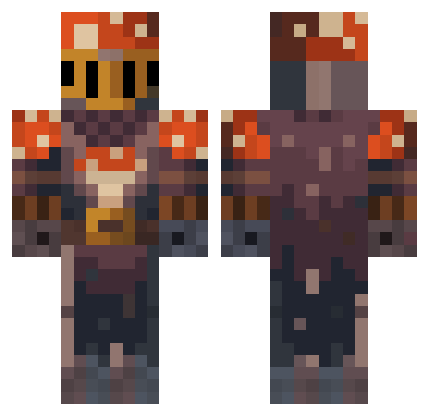 Sholacha Minecraft skin, front and back view