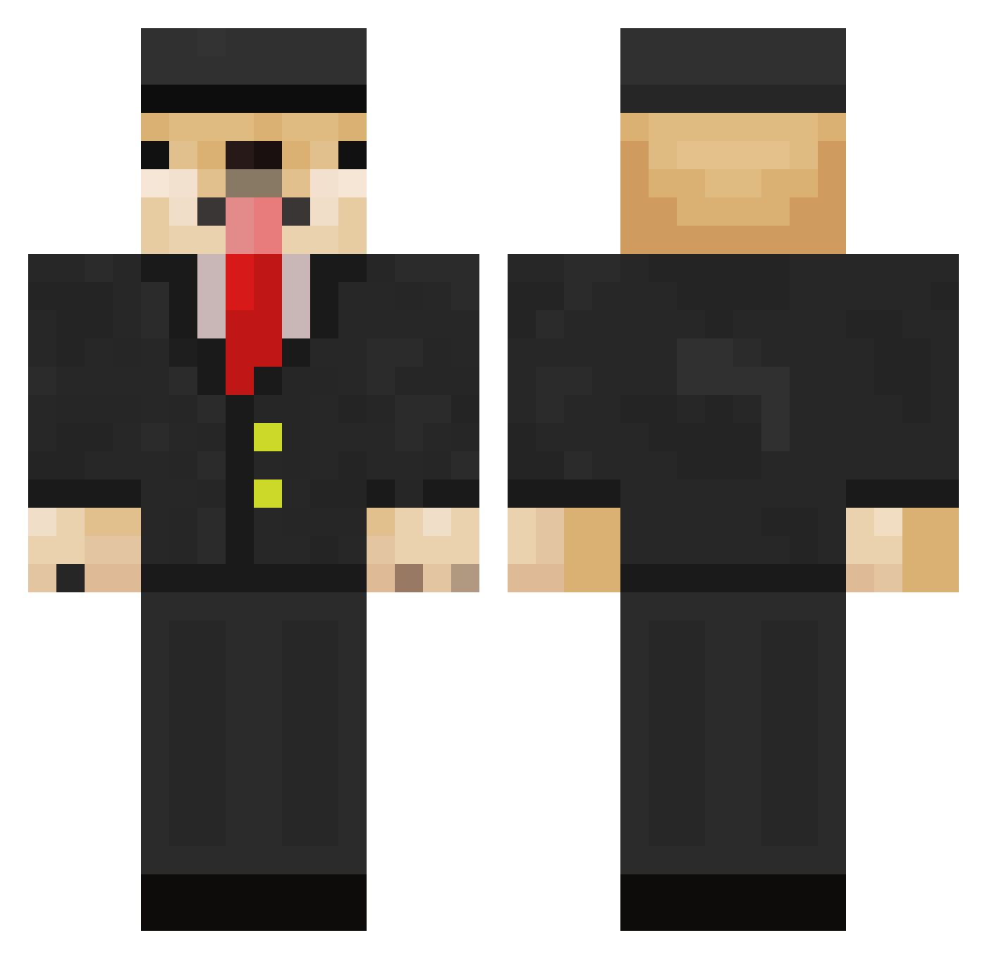 Doctomato295 Minecraft skin, front and back view
