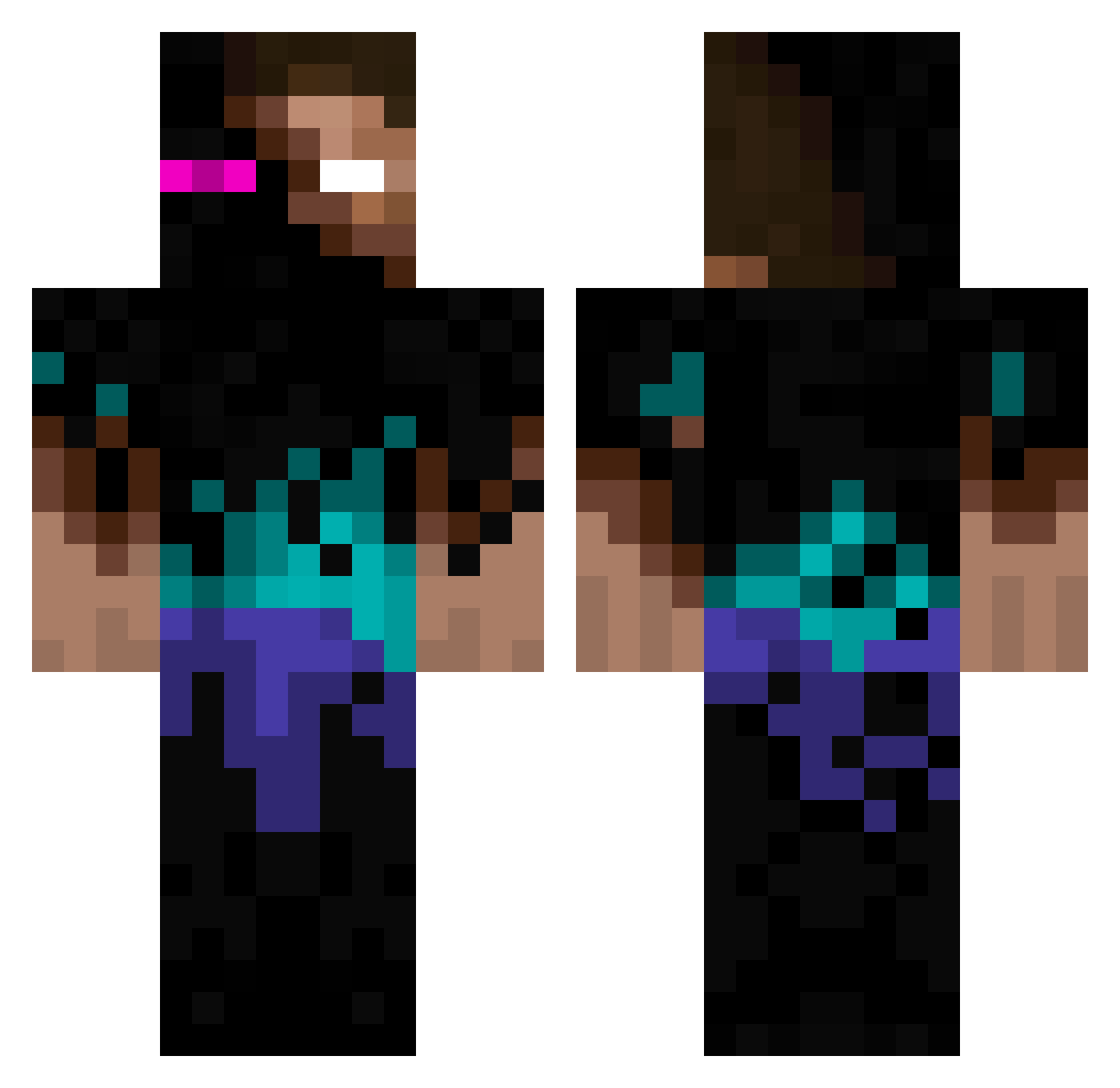 EuleBlut Minecraft skin, front and back view
