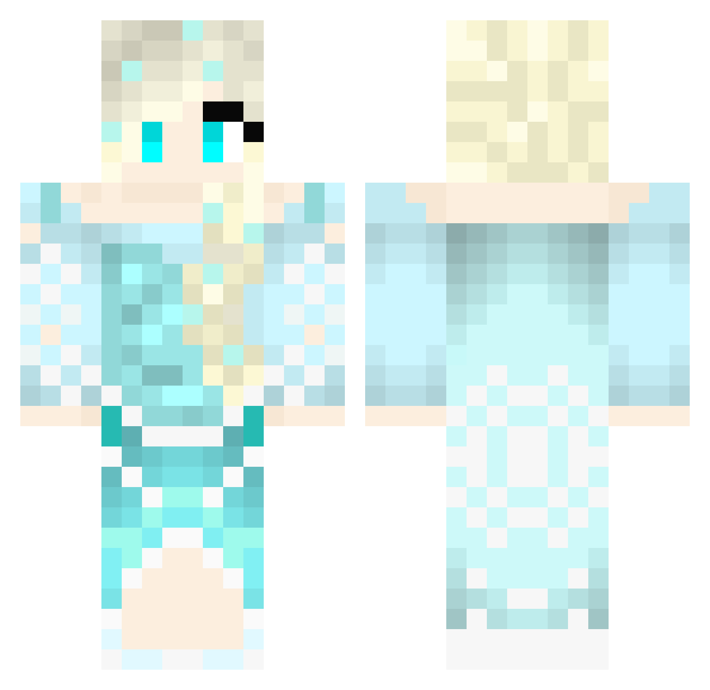 kabelsnyt Minecraft skin, front and back view