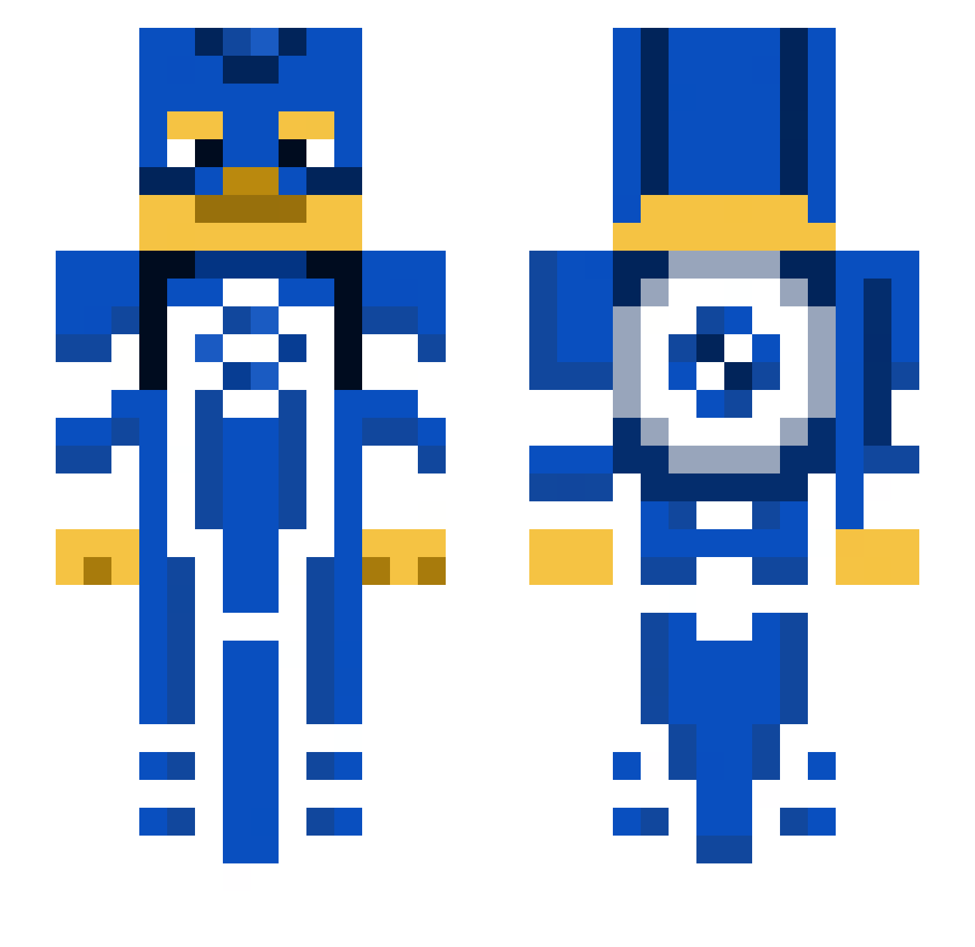 Aidentax Minecraft skin, front and back view