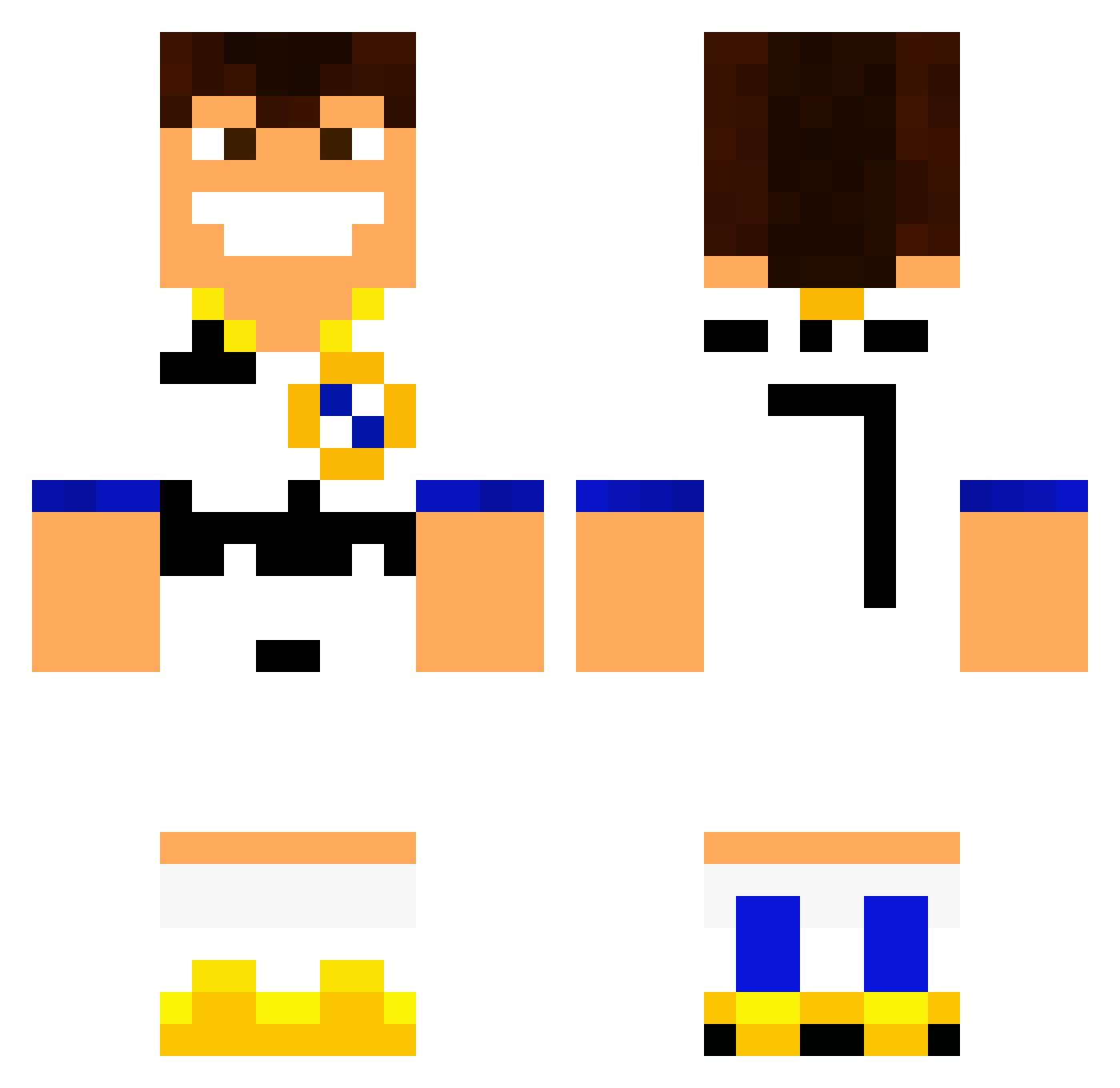 PastaSt Minecraft skin, front and back view